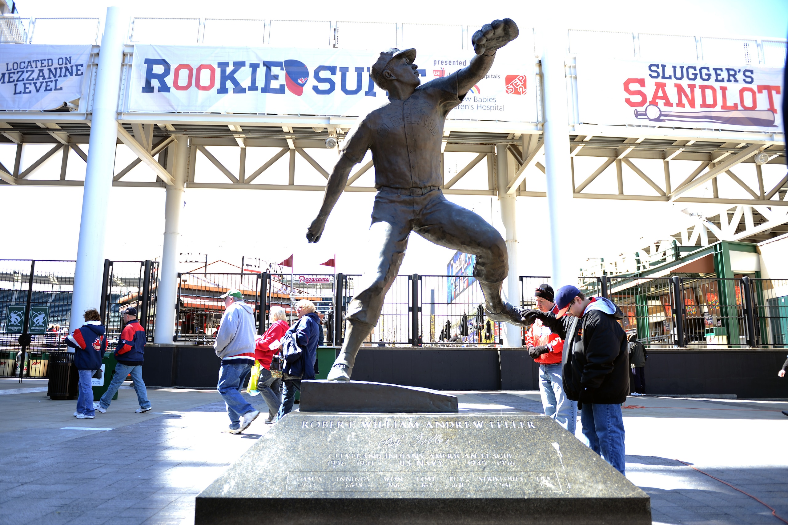 The Bob Feller statue at Progressive Field in Cleveland.