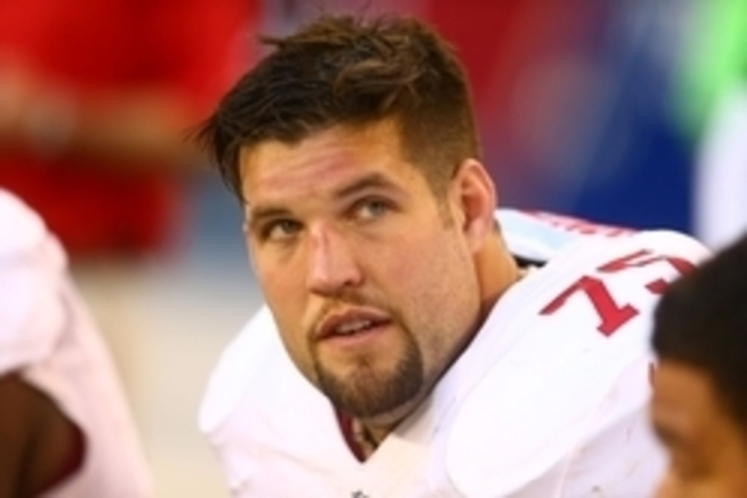 Dec 29, 2013; Phoenix, AZ, USA; San Francisco 49ers guard Alex Boone (75) against the Arizona Cardinals at University of Phoenix Stadium. Mandatory Credit: Mark J. Rebilas-USA TODAY Sports