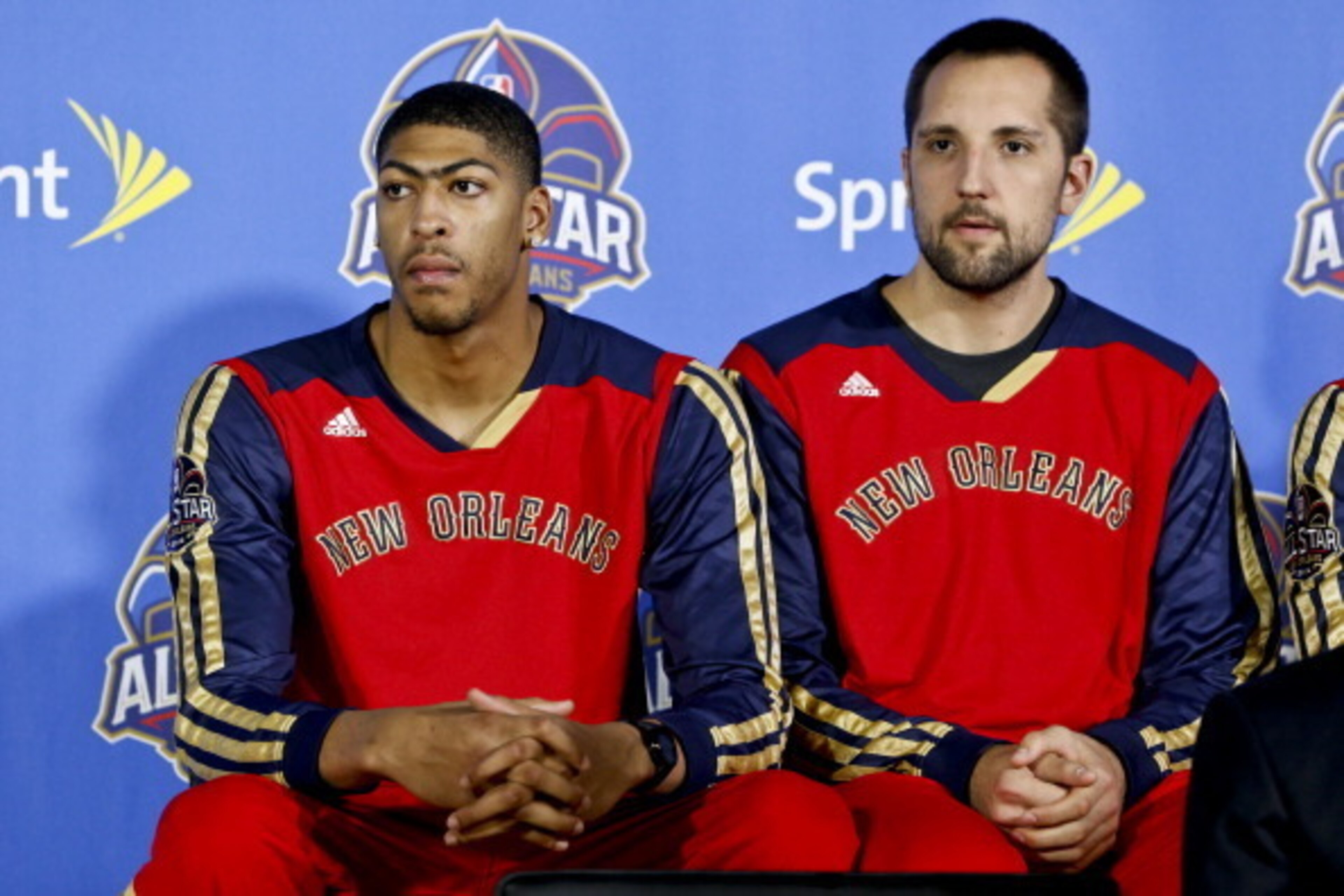 METAIRIE, LA - NOVEMBER 15: Anthony Davis #23 and Ryan Anderson #33 of the New Orleans Pelicans attends an All-Star lineup to unveil the official NBA All-Star Ballot 2014 presented by Sprint on Friday, November 15 at the New Orleans Pelicans Practice Fac METAIRIE, LA - NOVEMBER 15: Anthony Davis #23 and Ryan Anderson #33 of the New Orleans Pelicans attends an All-Star lineup to unveil the official NBA All-Star Ballot 2014 presented by Sprint on Friday, November 15 at the New Orleans Pelicans Practice Fac