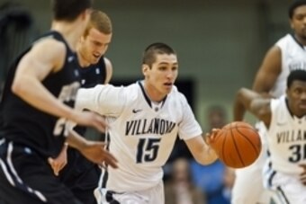 Feb 26, 2014; Villanova, PA, USA; Villanova Wildcats guard Ryan Arcidiacono (15) brings the ball up court during the first half against the Butler Bulldogs at The Pavilion. Mandatory Credit: Howard Smith-USA TODAY Sports