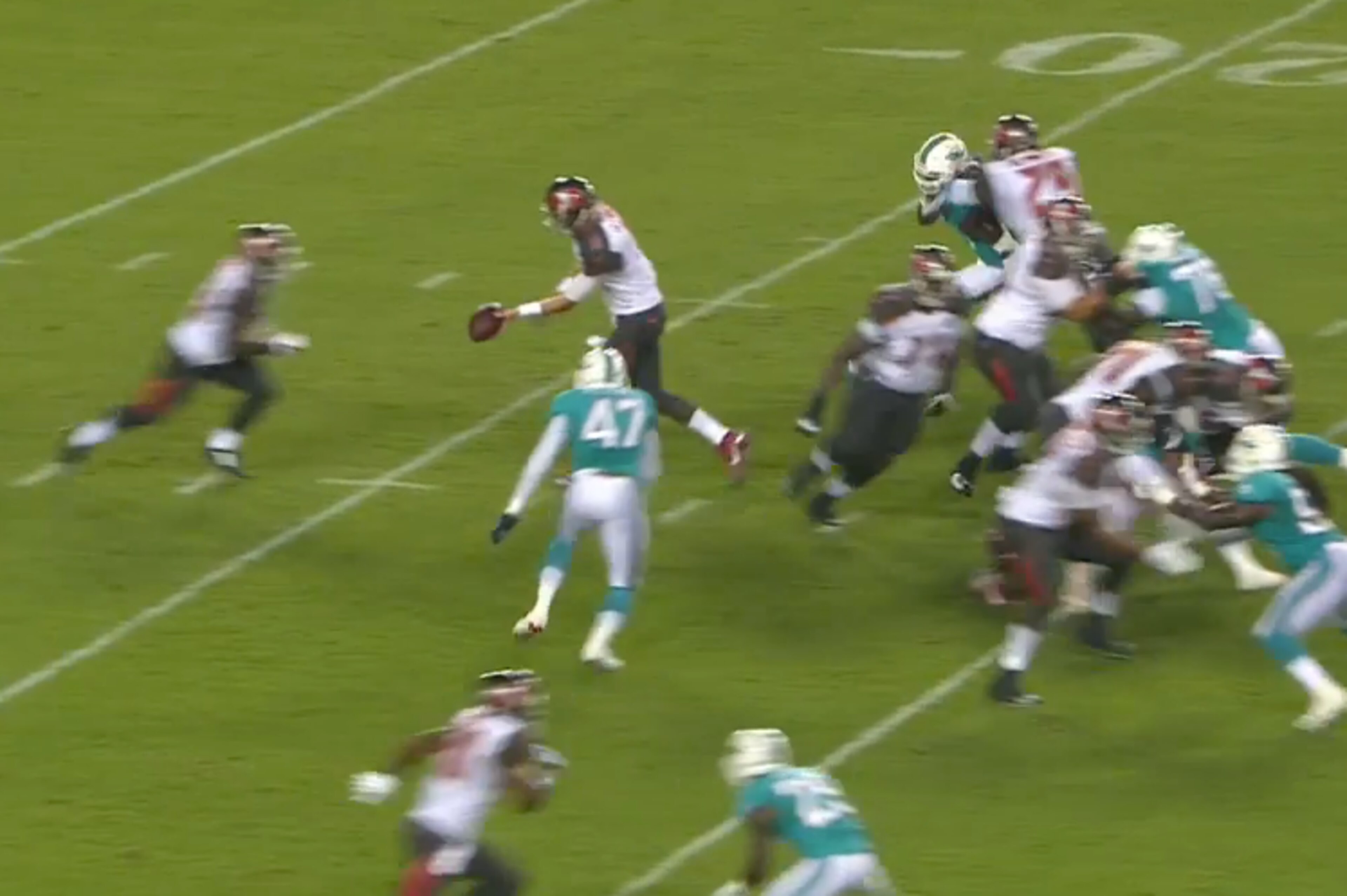 McCain (No. 47) earns free looks in the backfield from his effort and decisiveness