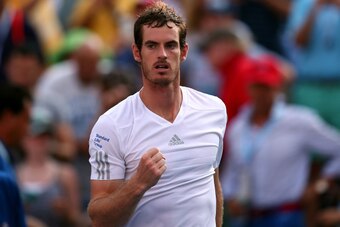 NEW YORK, NY - SEPTEMBER 01:  Andy Murray of Great Britain celebrates after defeating Jo-Wilfried Tsonga of France in their men's singles fourth round match on Day Eight of the 2014 US Open at the USTA Billie Jean King National Tennis Center on September 