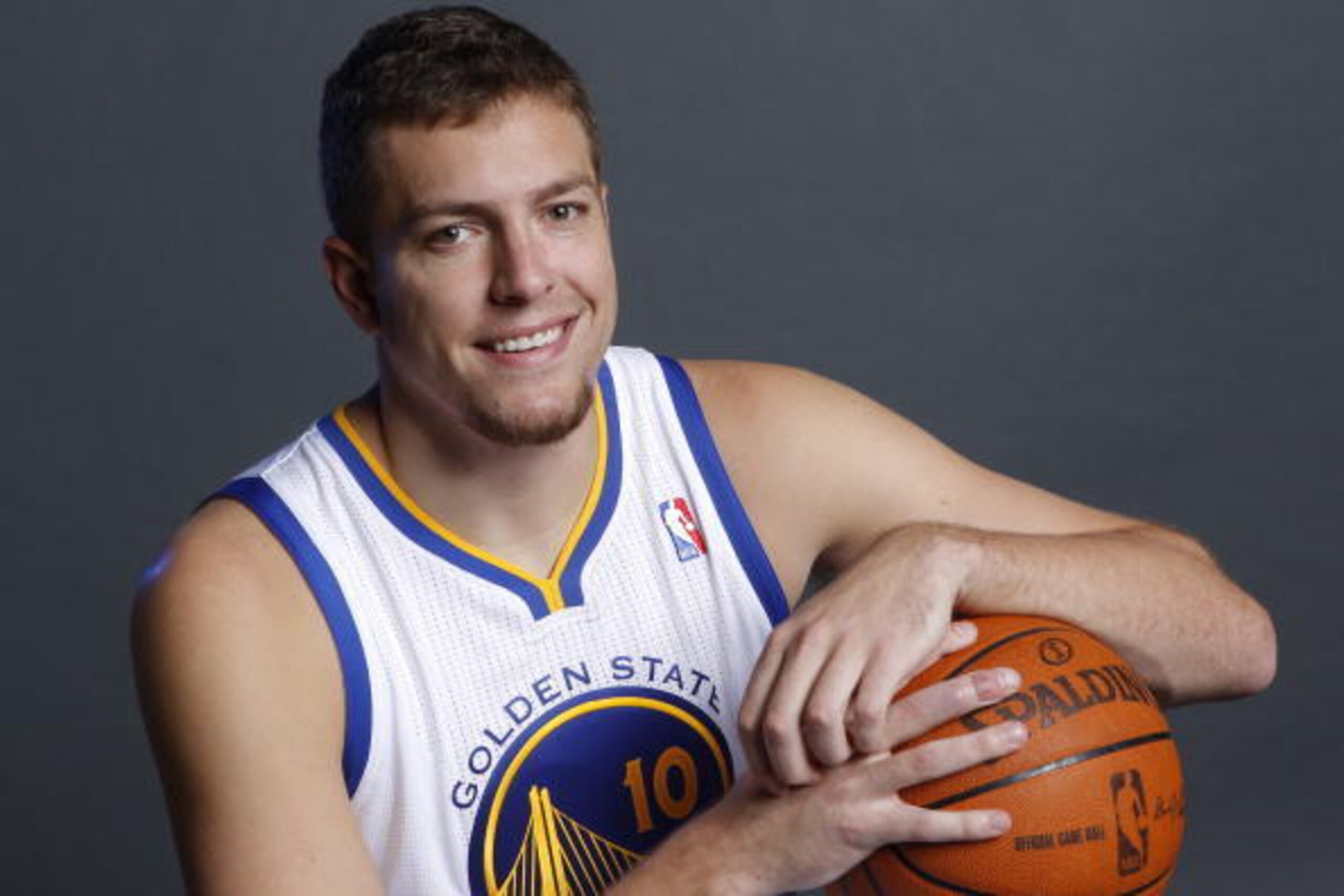 OAKLAND, CA - SEPTEMBER 27: Golden State Warriors forward/center David Lee #10 poses for a picture at the team's annual Media Day on September 27, 2010 in Oakland, California. NOTE TO USER: User expressly acknowledges and agrees that, by downloading and/o
