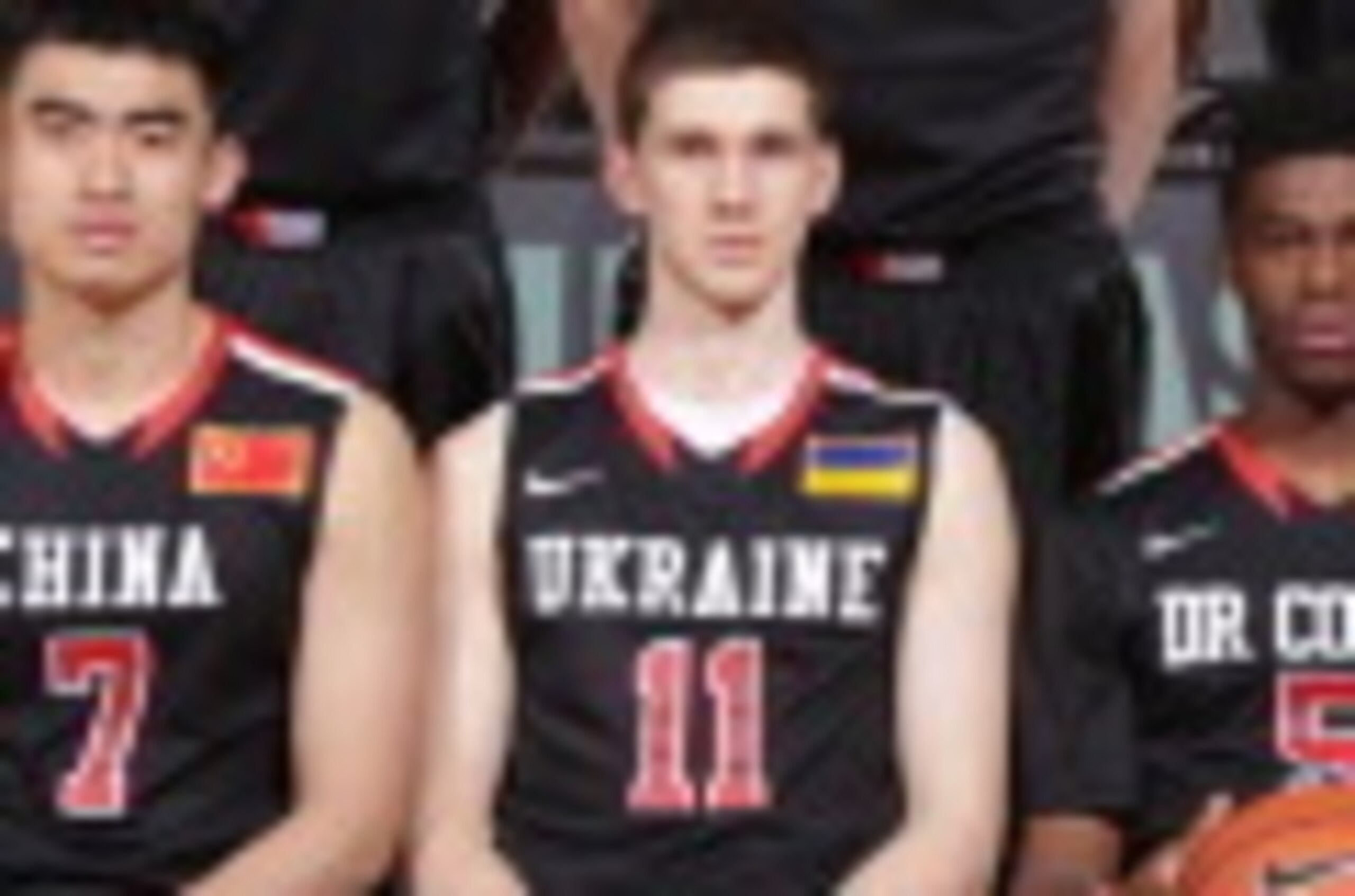 PORTLAND, OR - APRIL 12:  James Metecan Birsen #10, Clint Capela #14, Brandone Francis #9, Damien Inglis #8, Nikola Jokic #13, Trey Lyles #12, Emmanuel Mudiay #5, Jamal Murray #4, Sviatoslav Mykhailiuk #11, Gao Shang #7 and Karl Towns Jr #15 pose for a te
