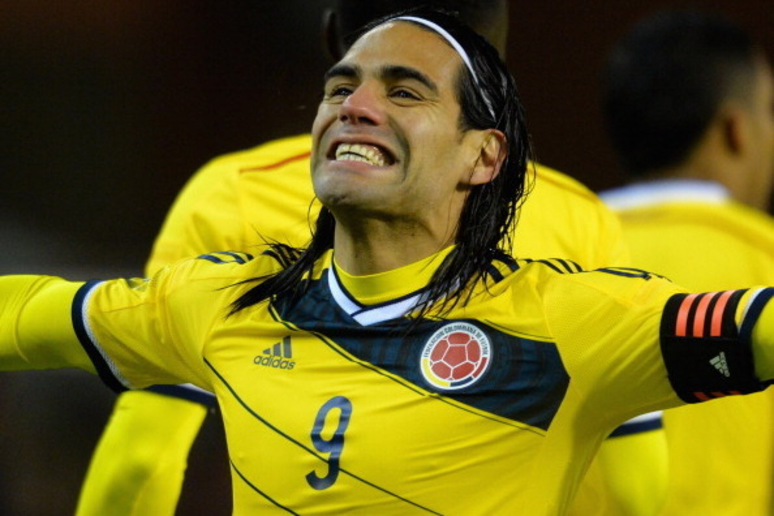 BRUSSELS, BELGIUM - NOVEMBER 14:  Radamel Falcao of Columbia celebrates scoring their first goal during the International Friendly match between Belgium and Columbia at King Baudouin Stadium on November 14, 2013 in Brussels, Belgium.  (Photo by Christophe