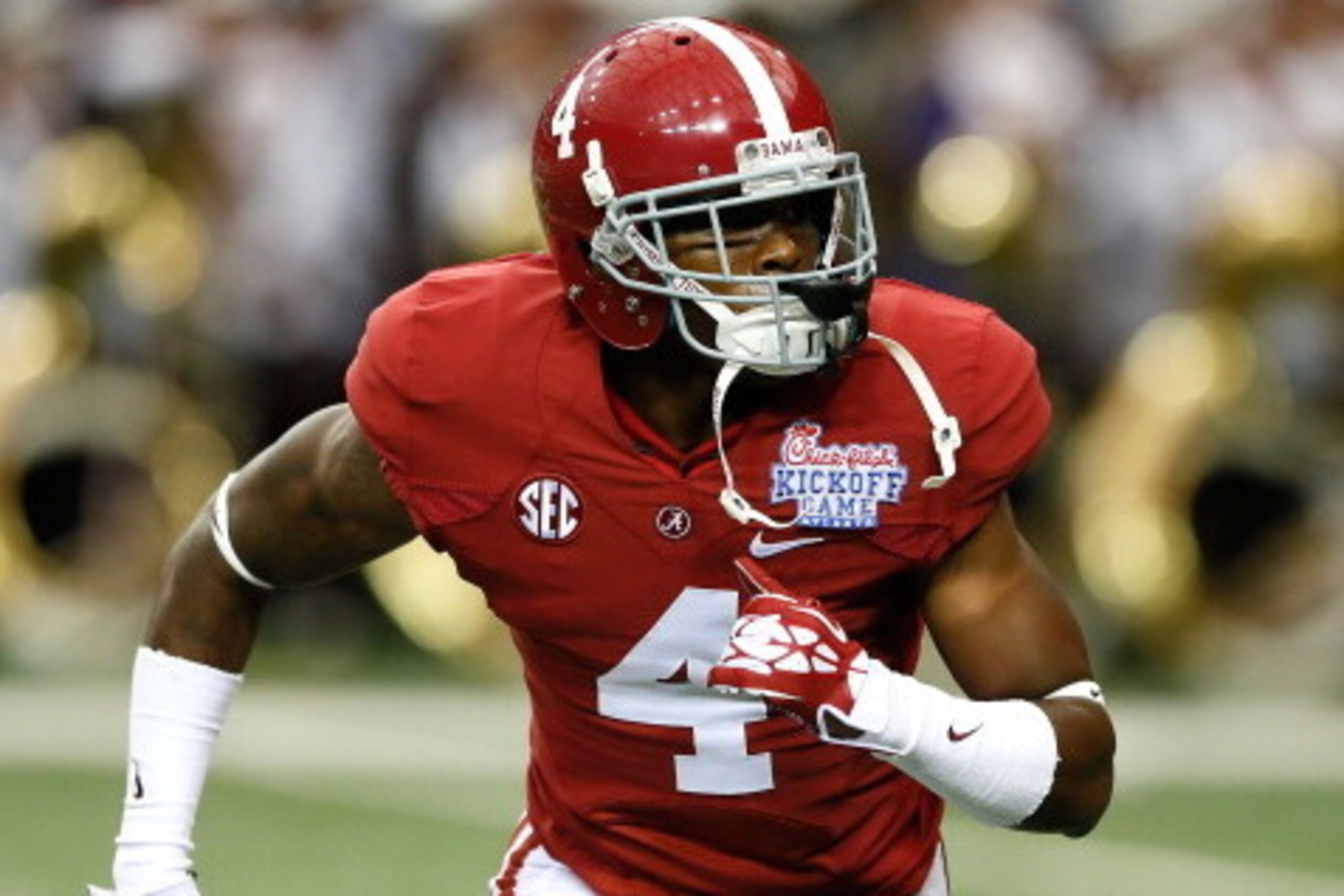 ATLANTA, GA - AUGUST 31:  Eddie Jackson #4 of the Alabama Crimson Tide against the Virginia Tech Hokies at Georgia Dome on August 31, 2013 in Atlanta, Georgia.  (Photo by Kevin C. Cox/Getty Images)