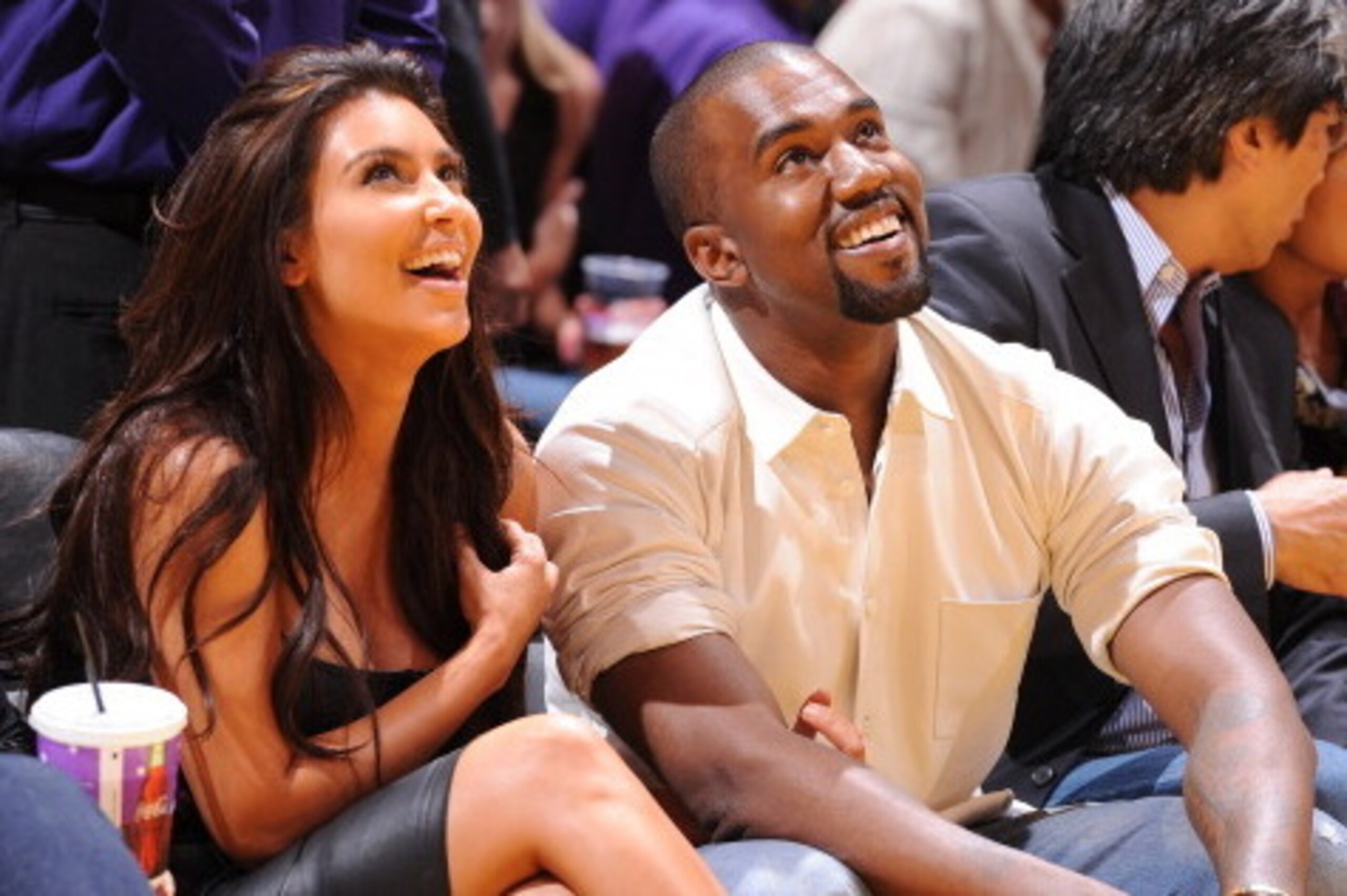 LOS ANGELES, CA - MAY 12:  Kim Kardashian and recording artist Kanye West attend a game between the Denver Nuggets and the Los Angeles Lakers in Game Seven of the Western Conference Quarterfinals during the 2012 NBA Playoffs at Staples Center on May 12, 2