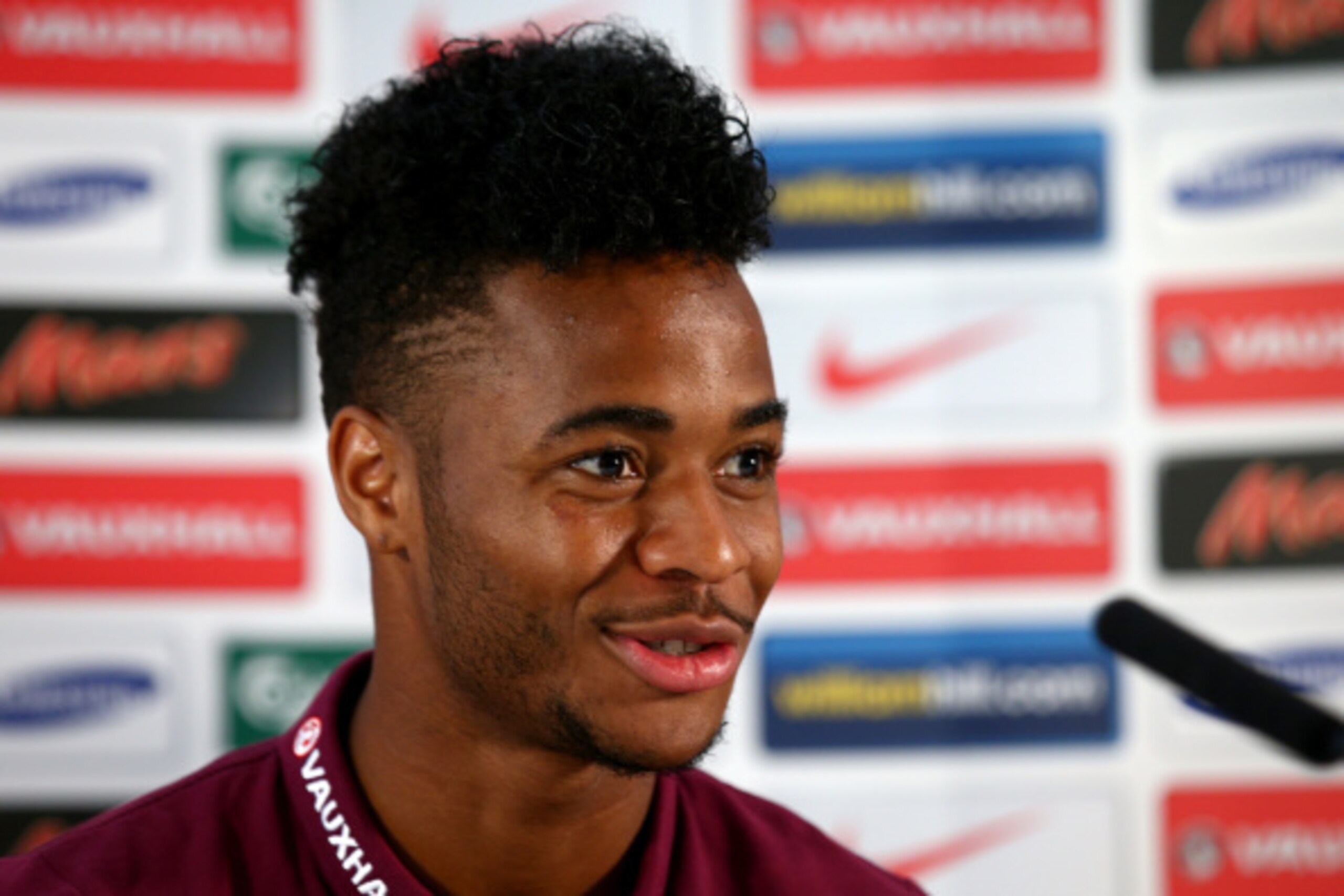 LONDON, ENGLAND - SEPTEMBER 01: Raheem Sterling speaks to the press during a England Press Conference before the international friendly match against Norway at the Grove hotel on September 1, 2014 in London, England. (Photo by Ian Walton/Getty Images) LONDON, ENGLAND - SEPTEMBER 01: Raheem Sterling speaks to the press during a England Press Conference before the international friendly match against Norway at the Grove hotel on September 1, 2014 in London, England. (Photo by Ian Walton/Getty Images)