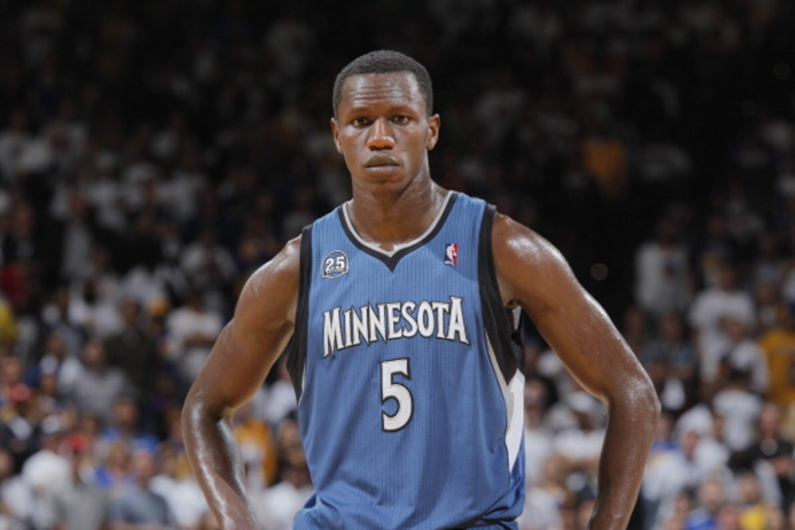 OAKLAND, CA - APRIL 14: Gorgui Dieng #5 of the Minnesota Timberwolves during a game against the Golden State Warriors on April 14, 2014 at Oracle Arena in Oakland, California. NOTE TO USER: User expressly acknowledges and agrees that, by downloading and o OAKLAND, CA - APRIL 14: Gorgui Dieng #5 of the Minnesota Timberwolves during a game against the Golden State Warriors on April 14, 2014 at Oracle Arena in Oakland, California. NOTE TO USER: User expressly acknowledges and agrees that, by downloading and o