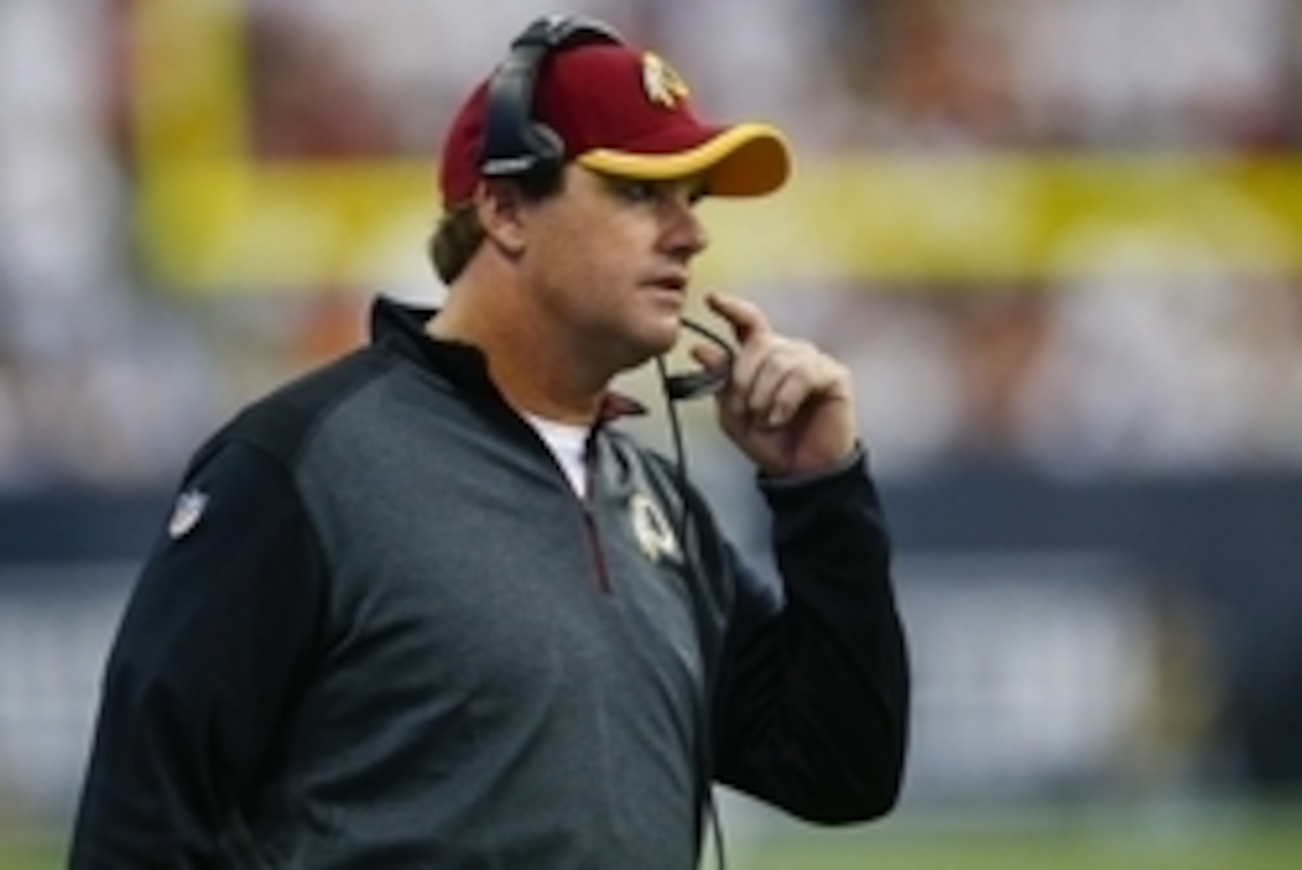 Sep 7, 2014; Houston, TX, USA; Washington Redskins head coach Jay Gruden reacts during the game against the Houston Texans at NRG Stadium. Mandatory Credit: Kevin Jairaj-USA TODAY Sports Sep 7, 2014; Houston, TX, USA; Washington Redskins head coach Jay Gruden reacts during the game against the Houston Texans at NRG Stadium. Mandatory Credit: Kevin Jairaj-USA TODAY Sports