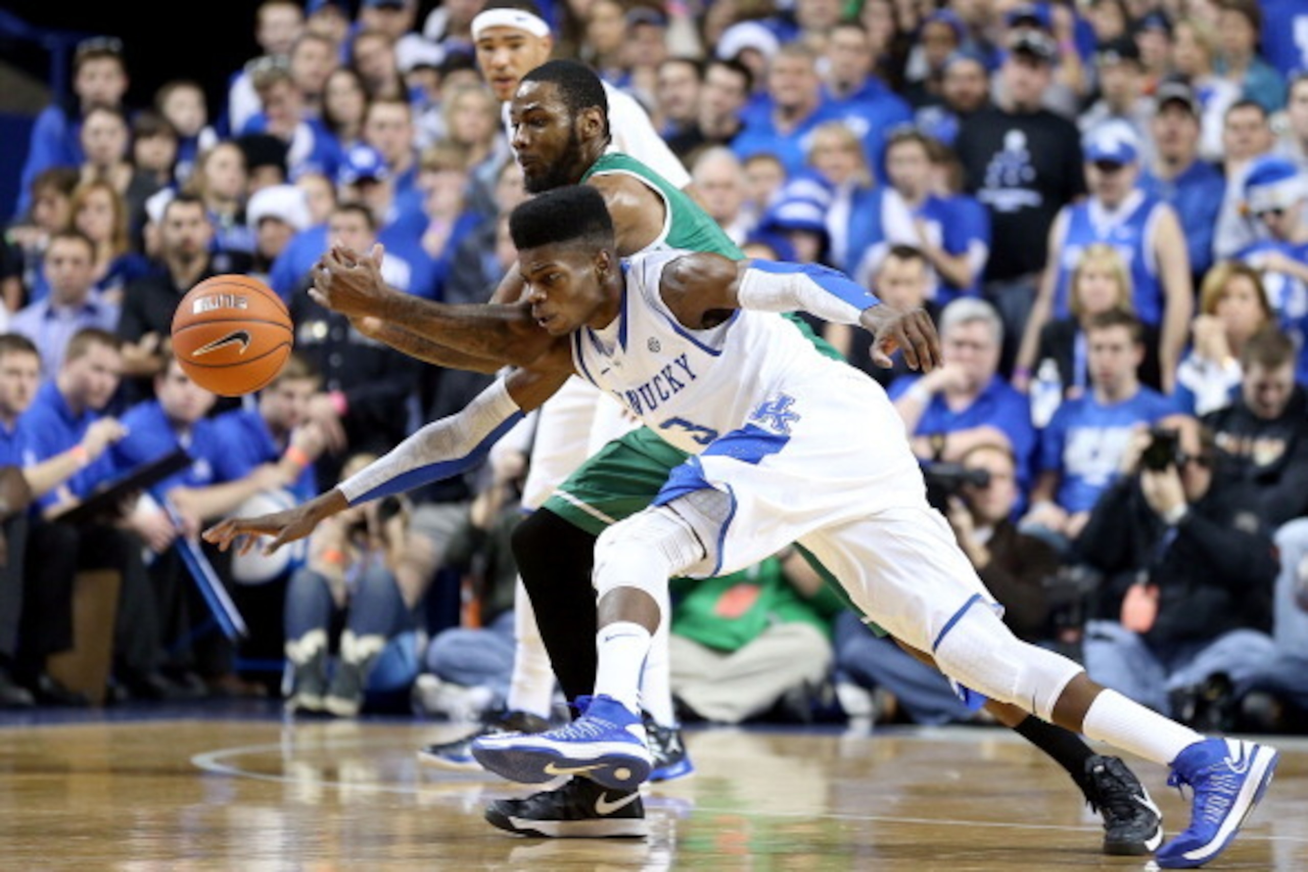 LEXINGTON, KY - DECEMBER 22: Nerlens Noel #3 of the Ketnucky Wildcats steals the ball away from Robert Goff #2 of the Marshall Thundering Herd during the game at Rupp Arena on December 22, 2012 in Lexington, Kentucky. (Photo by Andy Lyons/Getty Images) LEXINGTON, KY - DECEMBER 22: Nerlens Noel #3 of the Ketnucky Wildcats steals the ball away from Robert Goff #2 of the Marshall Thundering Herd during the game at Rupp Arena on December 22, 2012 in Lexington, Kentucky. (Photo by Andy Lyons/Getty Images)