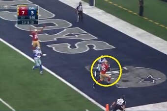 Davis finds the end zone before Cowboys defenders can close the distance.