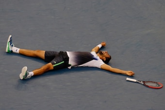 NEW YORK, NY - SEPTEMBER 08:  Marin Cilic of Croatia reacts after defeating Kei Nishikori of Japan to win the men's singles final match on Day Fifteen of the 2014 US Open at the USTA Billie Jean King National Tennis Center on September 8, 2014 in the Flus