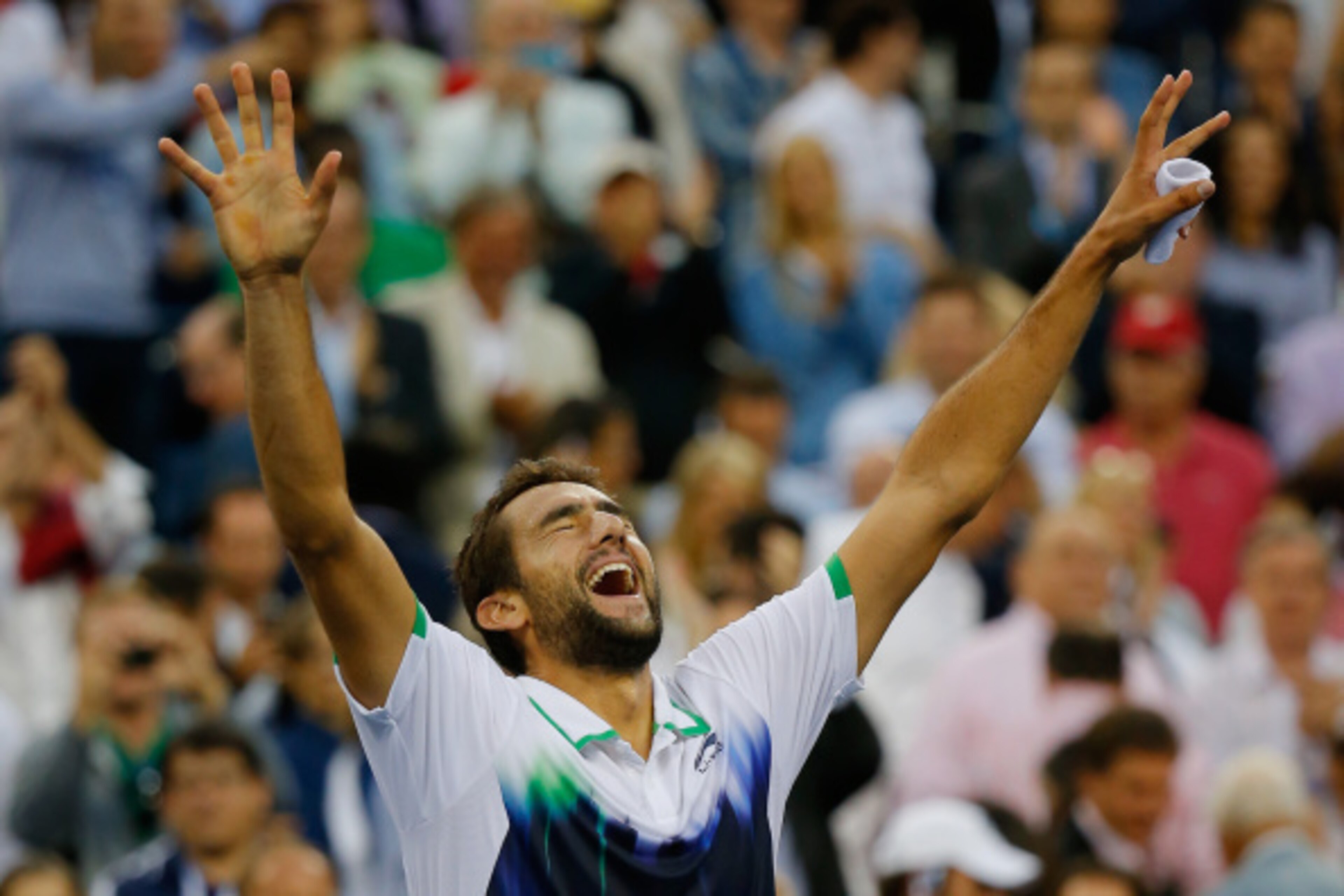 NEW YORK, NY - SEPTEMBER 08:  Marin Cilic of Croatia reacts after defeating Kei Nishikori of Japan to win the men's singles final match on Day Fifteen of the 2014 US Open at the USTA Billie Jean King National Tennis Center on September 8, 2014 in the Flus