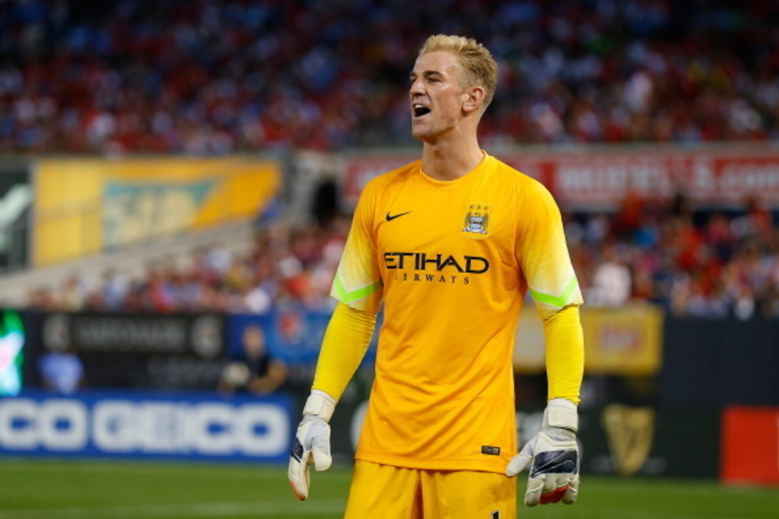 NEW YORK, NY - JULY 30:  Joe Hart #1 of Manchester City in action against Liverpool during the International Champions Cup 2014 at Yankee Stadium on July 30, 2014 in the Bronx borough of New York City.  (Photo by Mike Stobe/Getty Images)