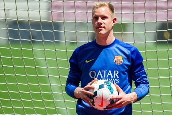 BARCELONA, SPAIN - MAY 22:  Marc-Andre Ter Stegen poses for the media during his presentation as new goalkeeper of FC Barcelona at Camp Nou on May 22, 2014 in Barcelona, Spain.  (Photo by David Ramos/Getty Images)
