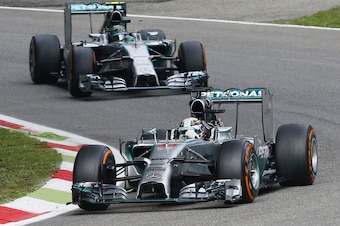 Mercedes' Lewis Hamilton and Nico Rosberg continue to dominate the championship.