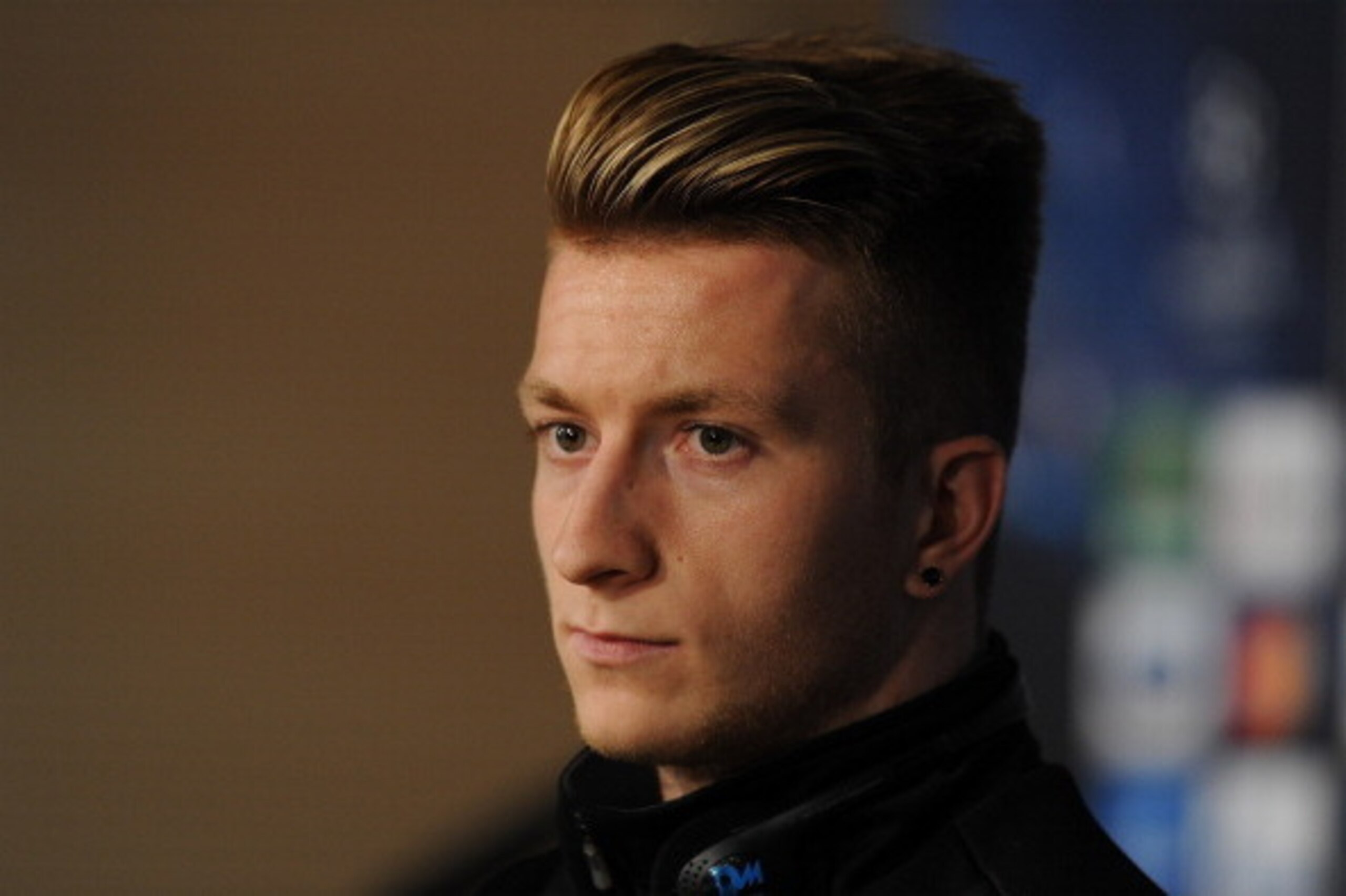 MADRID, SPAIN - APRIL 01:  Marco Reus of Borussia Dortmund gives a press conference at Santiago Bernabeu stadium ahead of the UEFA Champions League quarter-final match between Real Madrid and Borussia Dortmund on April 1, 2014 in Madrid, Spain.  (Photo by