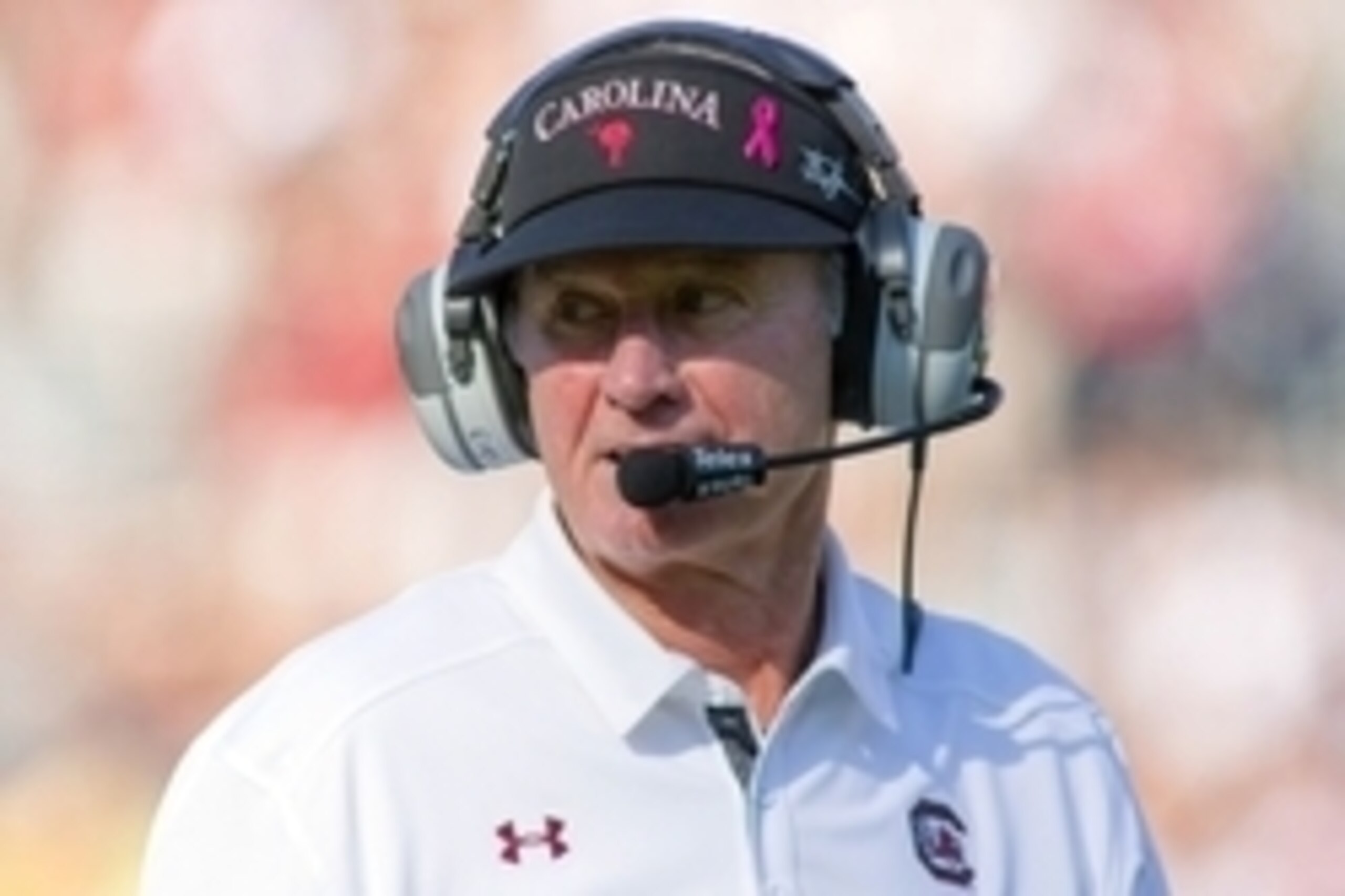 Nov 2, 2013; Columbia, SC, USA; South Carolina Gamecocks head coach Steve Spurrier looks on during the fourth quarter against the Mississippi State Bulldogs at Williams-Brice Stadium. The Gamecocks defeated the Bulldogs 34-16. Mandatory Credit: Jeremy Br Nov 2, 2013; Columbia, SC, USA; South Carolina Gamecocks head coach Steve Spurrier looks on during the fourth quarter against the Mississippi State Bulldogs at Williams-Brice Stadium. The Gamecocks defeated the Bulldogs 34-16. Mandatory Credit: Jeremy Br