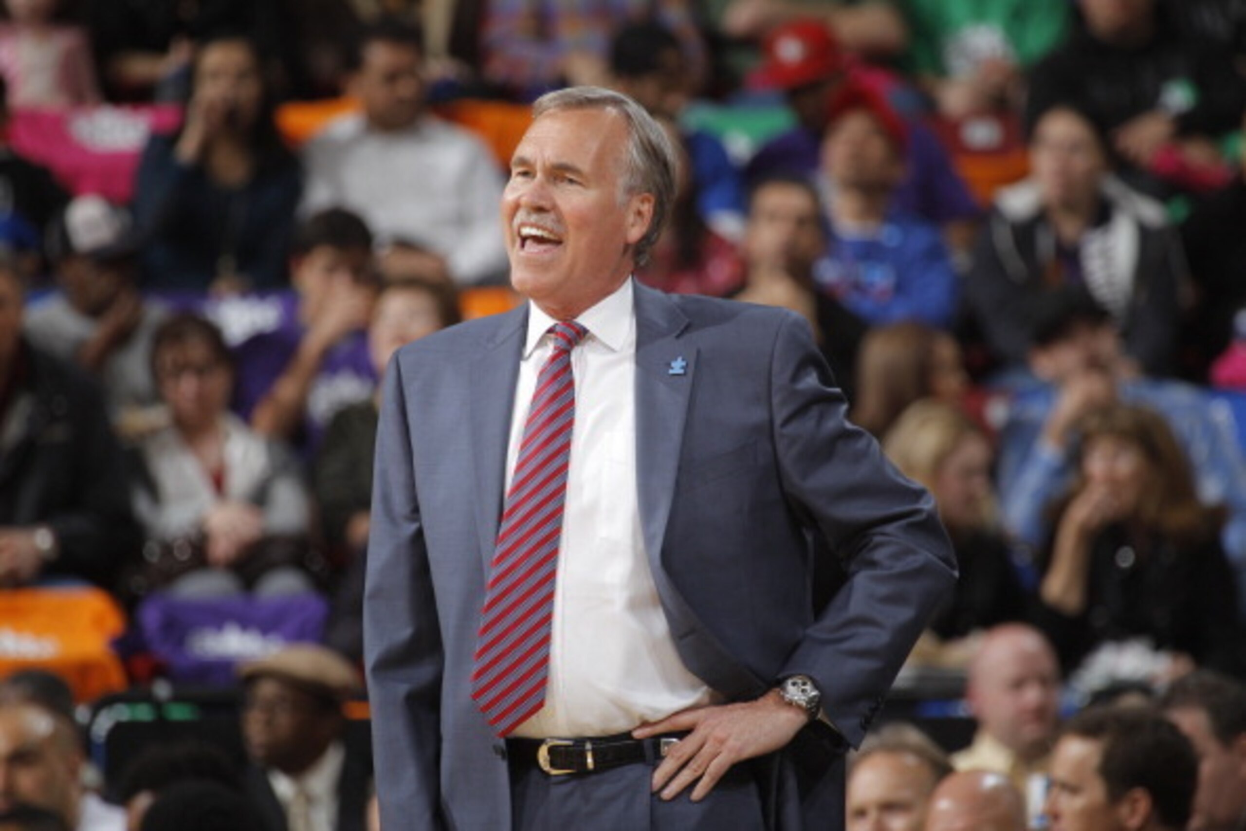 SACRAMENTO, CA - APRIL 2: Mike D'Antoni of the Los Angeles Lakers coaches against the Sacramento Kings on April 2, 2014 at Sleep Train Arena in Sacramento, California. NOTE TO USER: User expressly acknowledges and agrees that, by downloading and or using 
