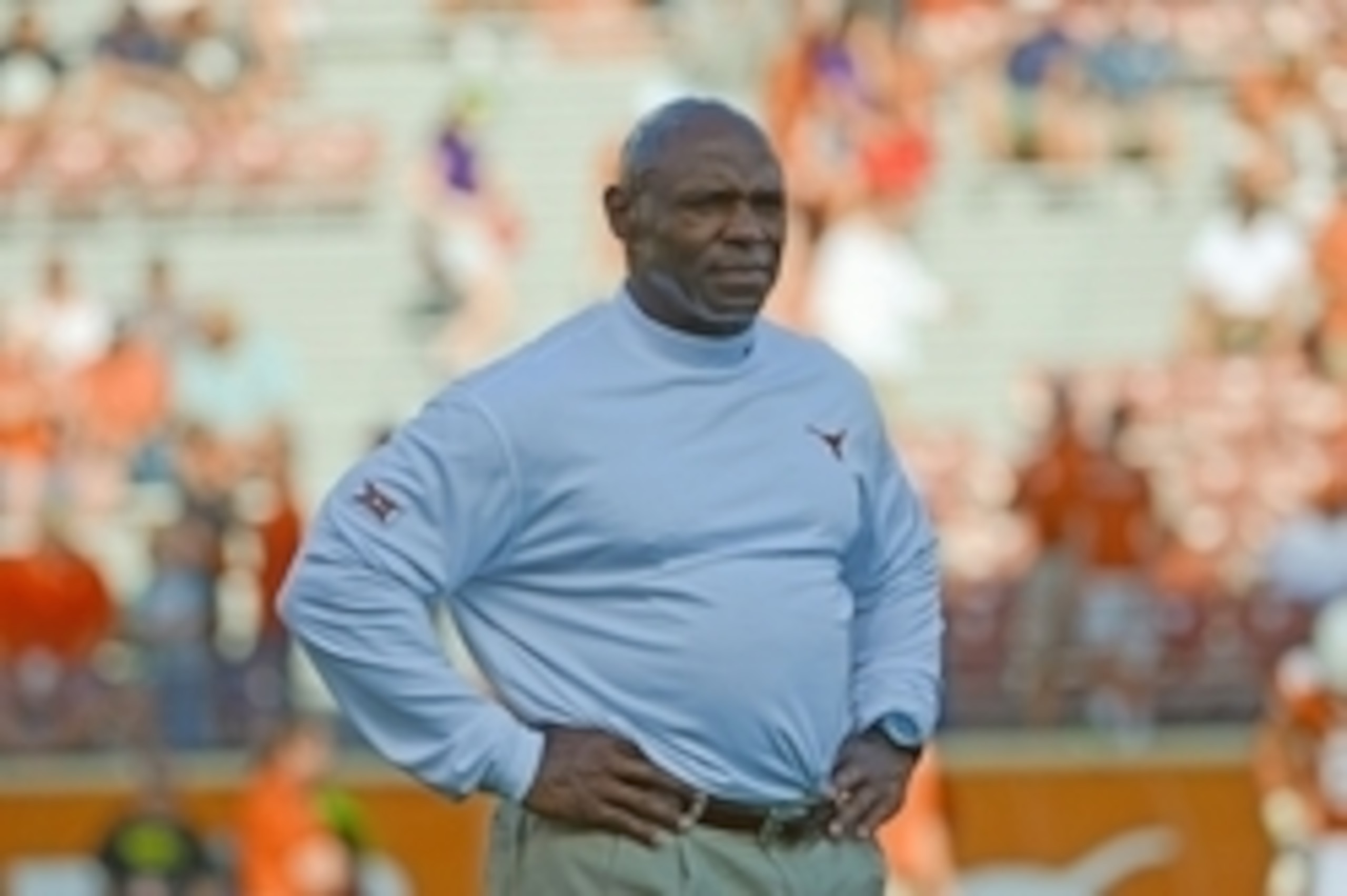 Sep 6, 2014; Austin, TX, USA; Texas Longhorns head coach Charlie Strong prior to kick off against the Brigham Young Cougars at Darrell K Royal-Texas Memorial Stadium. Mandatory Credit: Brendan Maloney-USA TODAY Sports