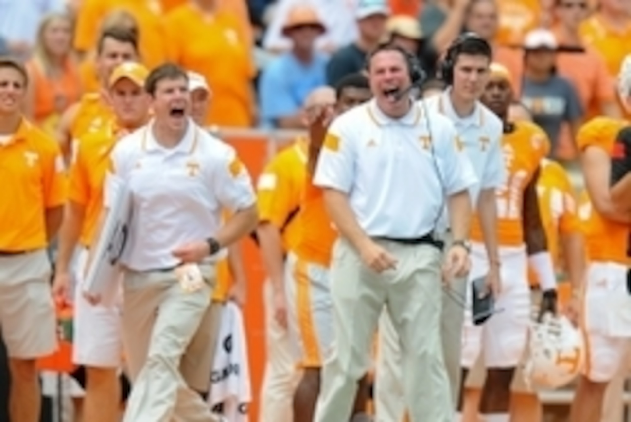 Sep 6, 2014; Knoxville, TN, USA; Tennessee Volunteers head coach Butch Jones during the second quarter against the Arkansas State Red Wolves at Neyland Stadium. Mandatory Credit: Randy Sartin-USA TODAY Sports