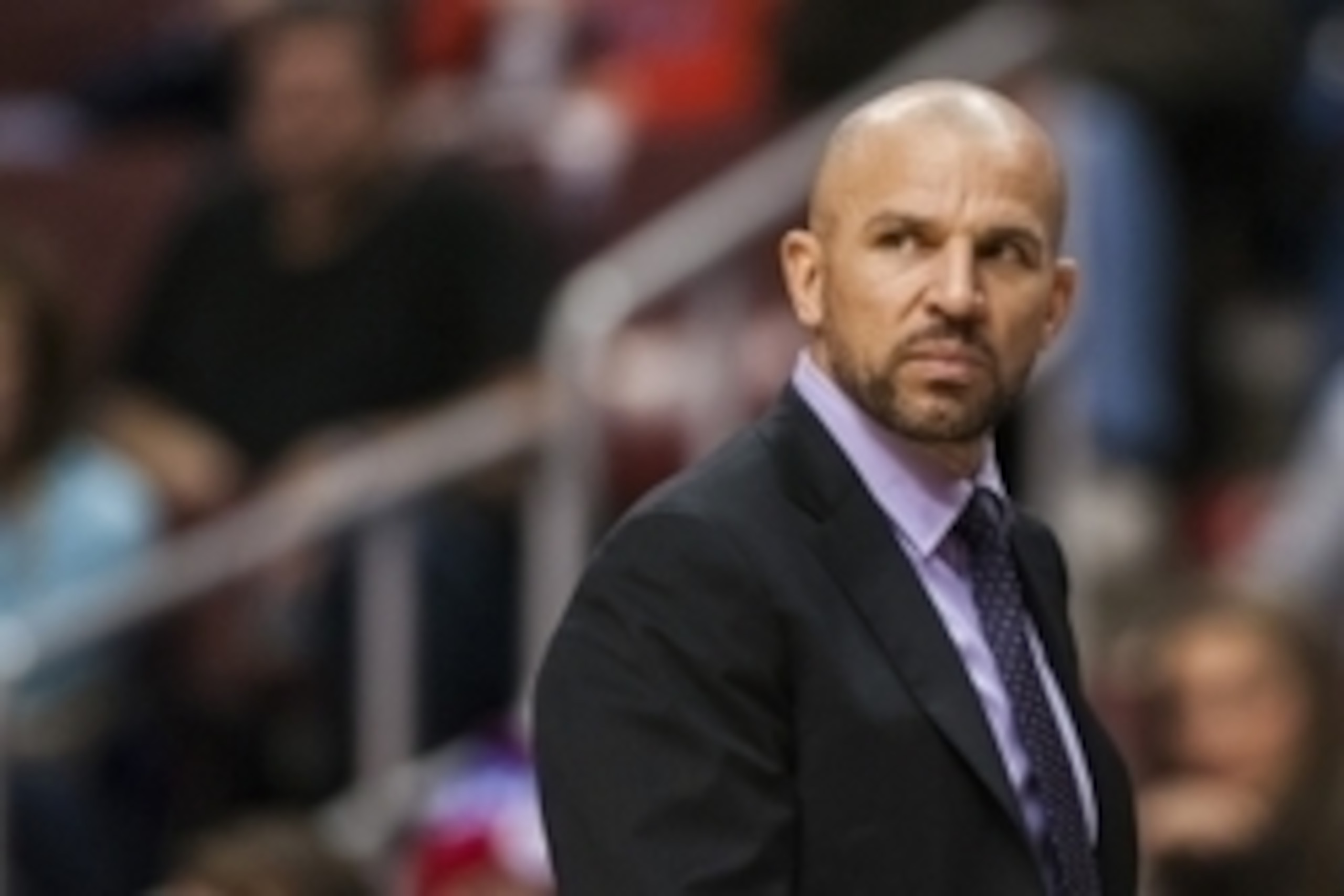 Dec 20, 2013; Philadelphia, PA, USA; Brooklyn Nets head coach Jason Kidd during overtime against the Philadelphia 76ers at the Wells Fargo Center. The Sixers defeated the Nets 121-120 in overtime. Mandatory Credit: Howard Smith-USA TODAY Sports