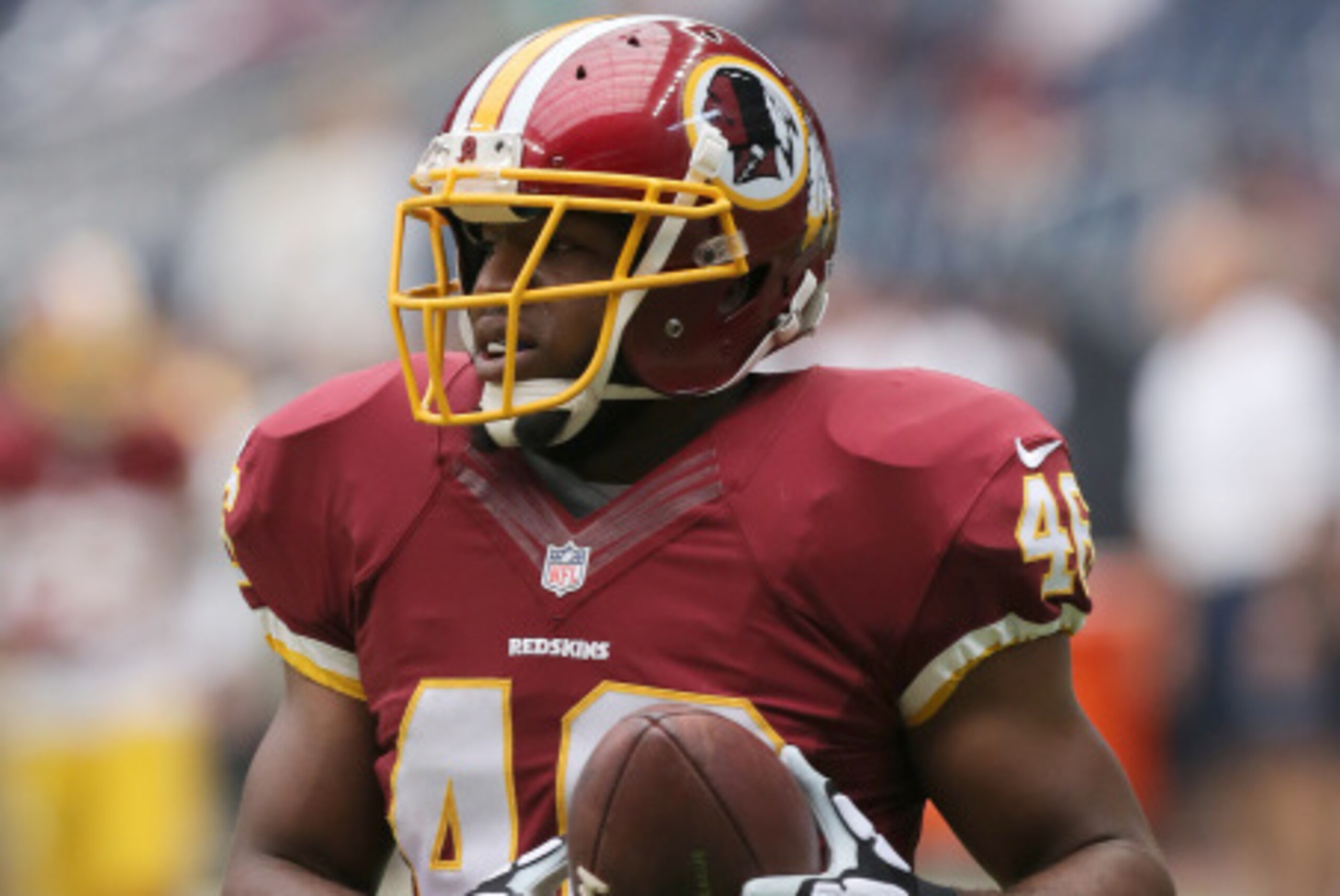 HOUSTON, TX- SEPTEMBER 07: Washington Redskins running back Alfred Morris #46 warms up before playing against the Houston Texans on September 7, 2014 at NRG Stadium in Houston, Texas. (Photo by Thomas B. Shea/Getty Images)