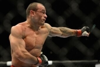 Dec 28, 2013; Las Vegas, NV, USA;    Gleison Tibau  during his UFC Featherweight Bout against Michael Johnson (not pictured) at the MGM Grand Garden Arena. Johnson won the fight. Mandatory Credit: Jayne Kamin-Oncea-USA TODAY Sports