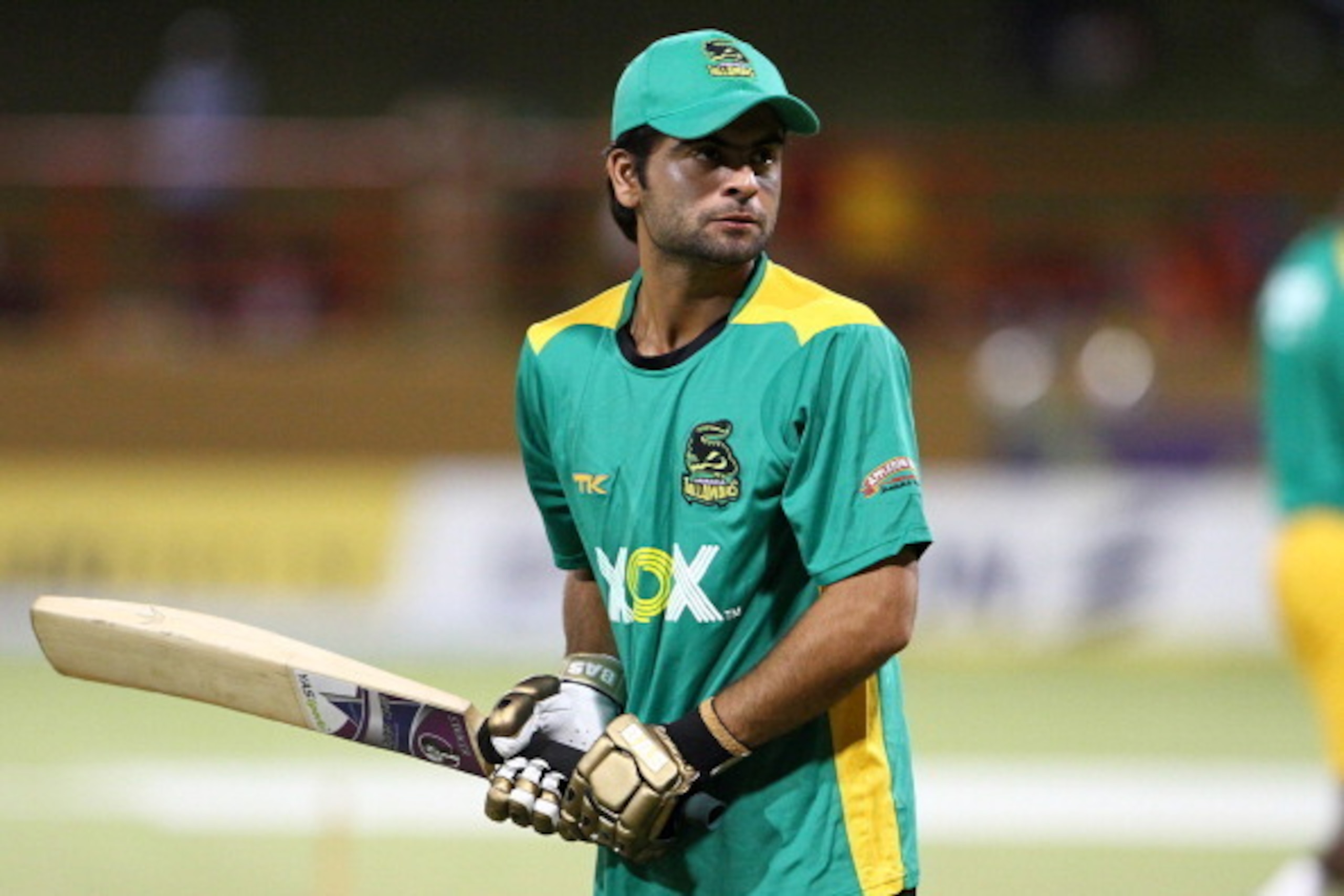 PROVIDENCE, GUYANA - AUGUST 02: Jamaica Tallawah's Pakistani International Ahmed Shehzad during the Fourth Match of the Cricket Caribbean Premier League between Guyana Amazon Warriors v Jamaica Tallawahs at Providence Stadium on August 2, 2013 in Providen