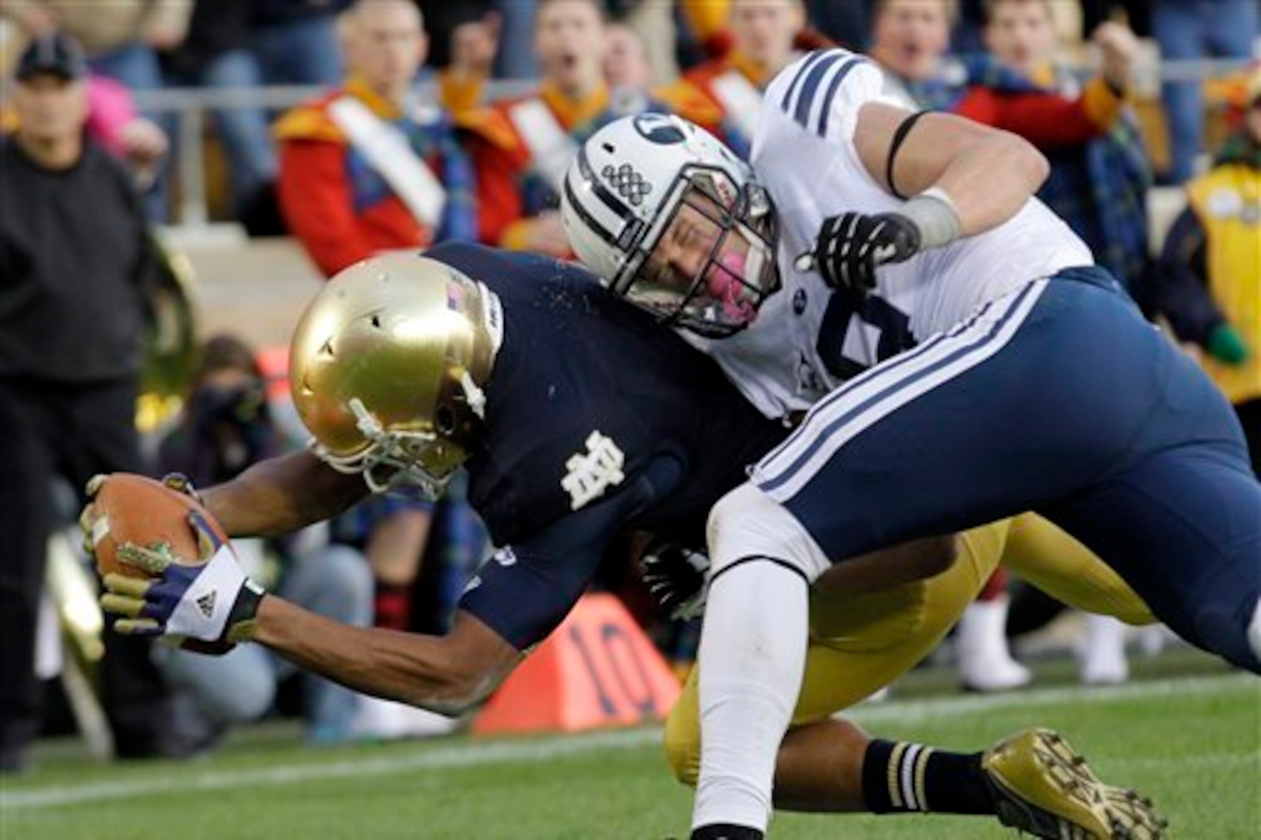 Trailing 14-10 in the fourth quarter against BYU in 2012, Notre Dame took the lead for good on a George Atkinson III touchdown run. The win vaulted the Irish to a 7-0 record and No. 5 in the polls.