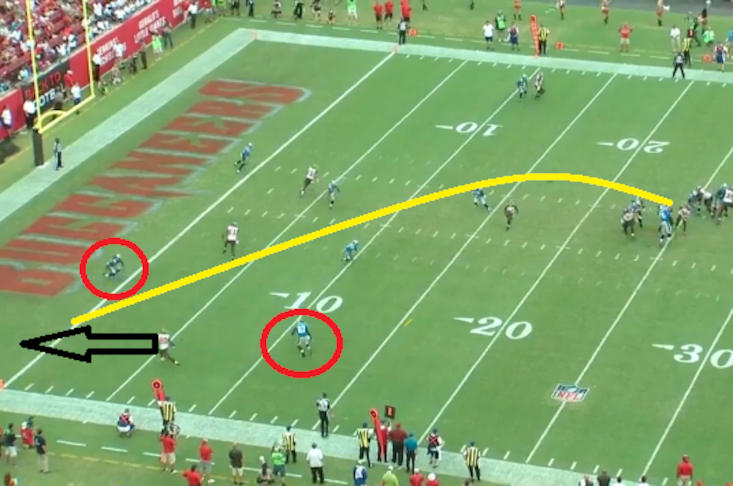 Josh McCown's fourth-quarter touchdown pass to Chris Owusu