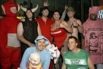 Pictured are the 2009 Cleveland Indians rookies being hazed in Boston.