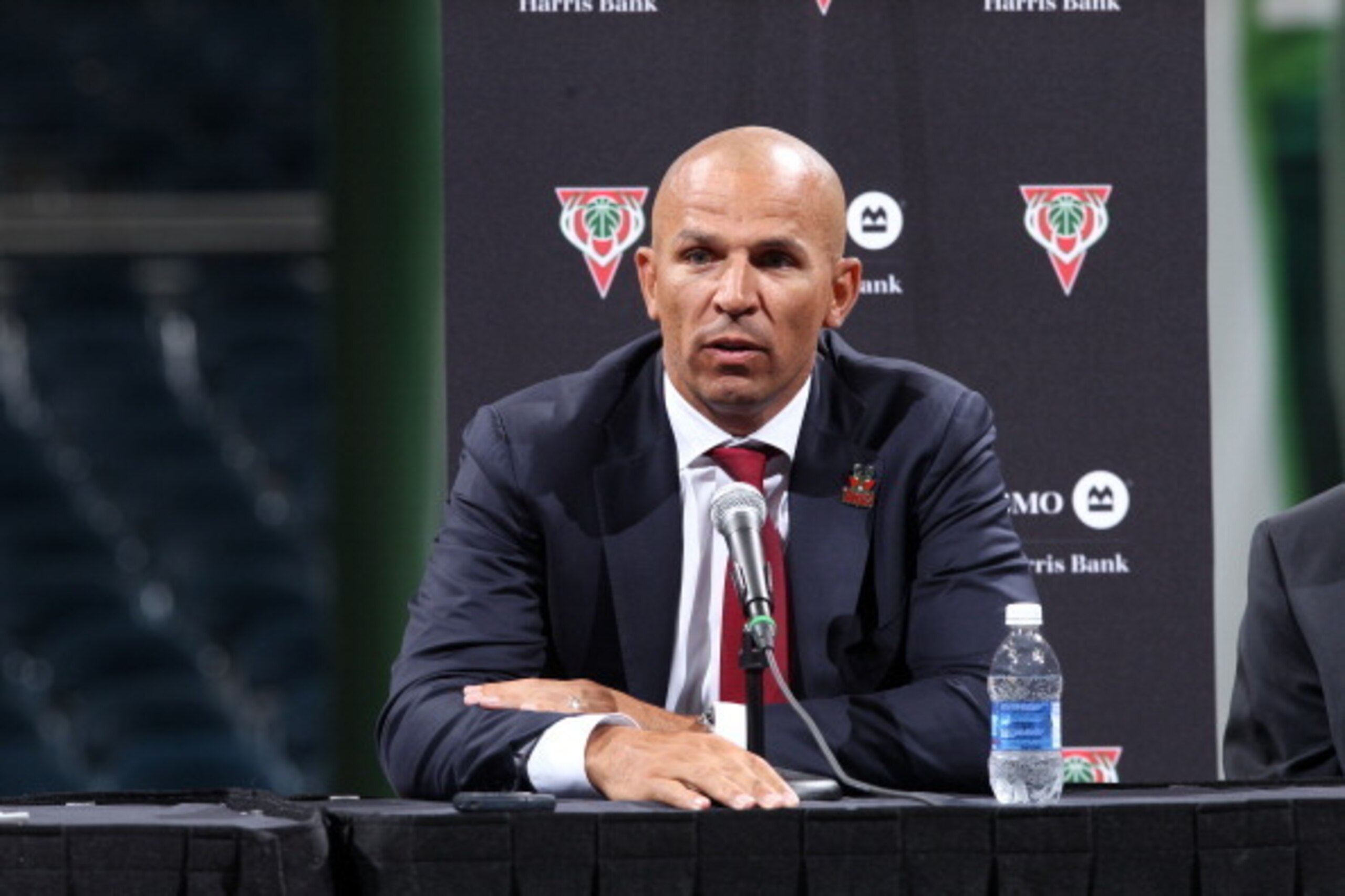 MILWAUKEE, WI - JULY 2:  The Milwaukee Bucks introduce Jason Kidd as the new head coach during a press conference at the BMO Harris Bradley Center on July 2, 2014  in Milwaukee, Wisconsin. NOTE TO USER:  User expressly acknowledges and agrees that, by dow