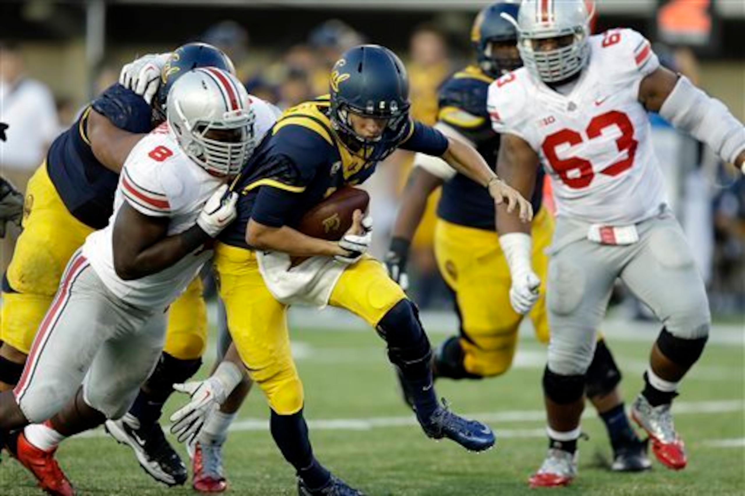 With Noah Spence (8) and Michael Bennett (63), Ohio State's defensive line was considered to be one of the best in the country.