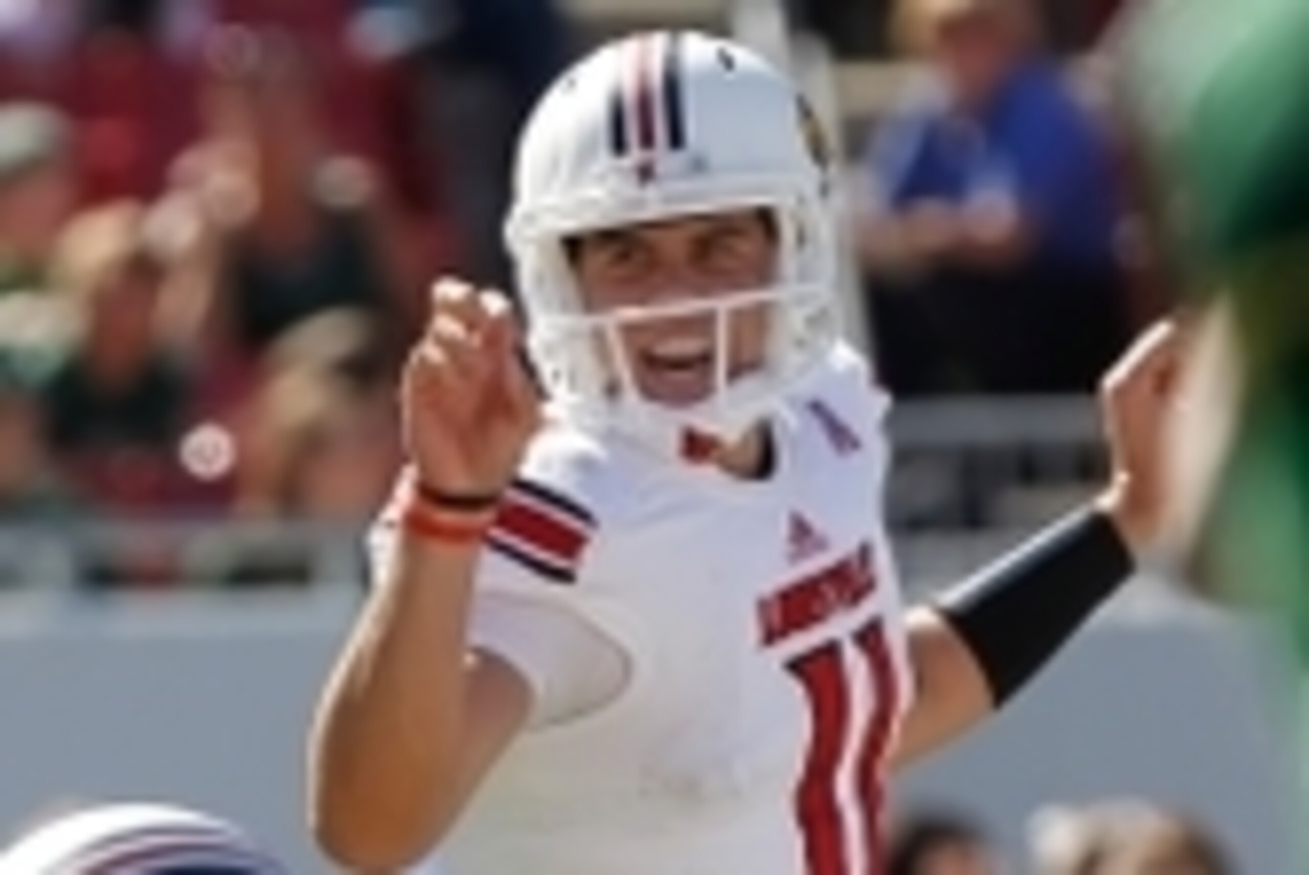 Oct 26, 2013; Tampa, FL, USA; Louisville Cardinals quarterback Will Gardner (11) calls a play against the South Florida Bulls during the second half at Raymond James Stadium. Mandatory Credit: Kim Klement-USA TODAY Sports