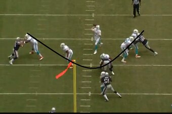 Tannehill has a clean pocket against a three-man rush.