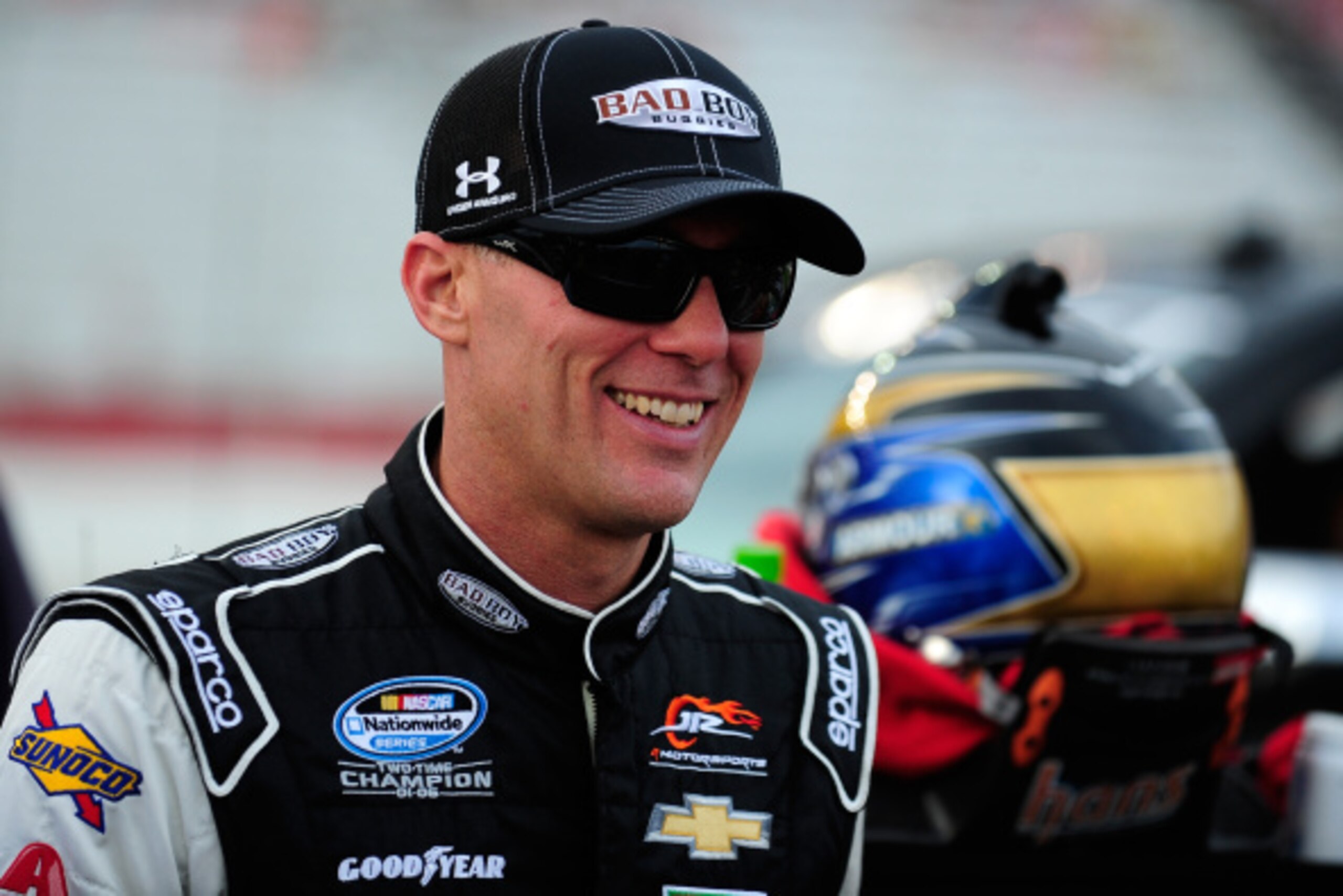 HAMPTON, GA - AUGUST 30:  Kevin Harvick, driver of the #5 Bad Boy Buggies Chevrolet, stands on the grid prior to the NASCAR Nationwide Series Great Clips 300 at Atlanta Motor Speedway on August 30, 2014 in Hampton, Georgia.  (Photo by Jeff Curry/Getty Ima