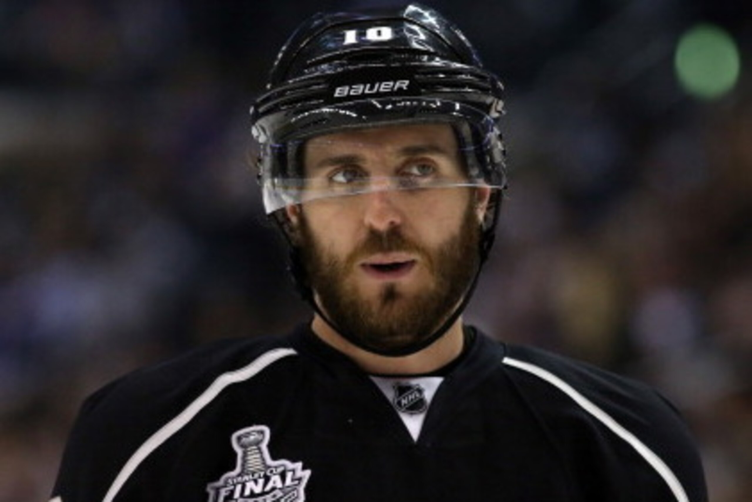 LOS ANGELES, CA - JUNE 04:  Mike Richards #10 of the Los Angeles Kings looks on while taking o the New York Rangers during Game One of the 2014 NHL Stanley Cup Final at the Staples Center on June 4, 2014 in Los Angeles, California.  (Photo by Bruce Bennet