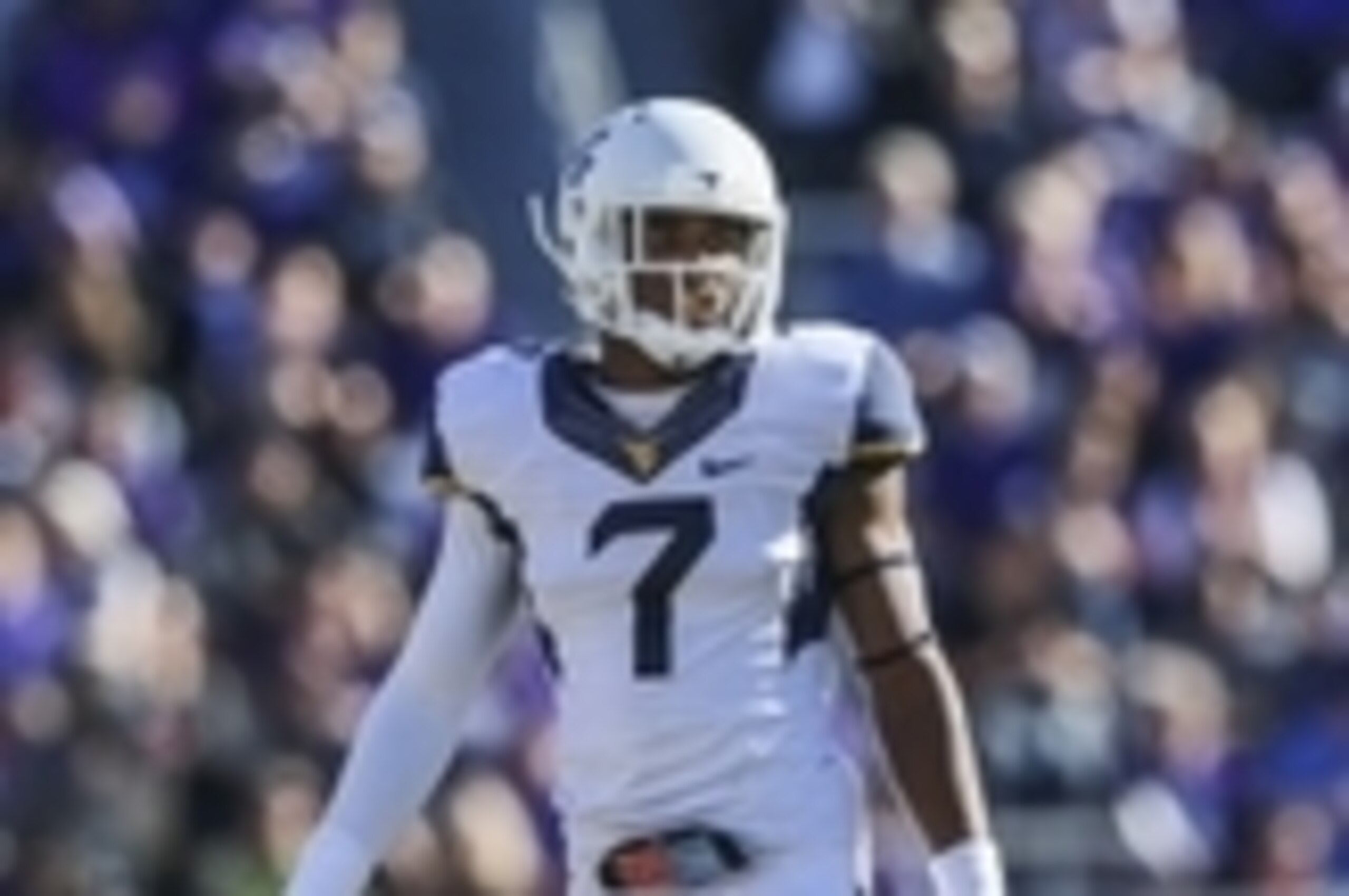 Nov 2, 2013; Fort Worth, TX, USA; West Virginia Mountaineers cornerback Daryl Worley (7) during the game against the TCU Horned Frogs at Amon G. Carter Stadium. West Virginia won 30-27. Mandatory Credit: Kevin Jairaj-USA TODAY Sports