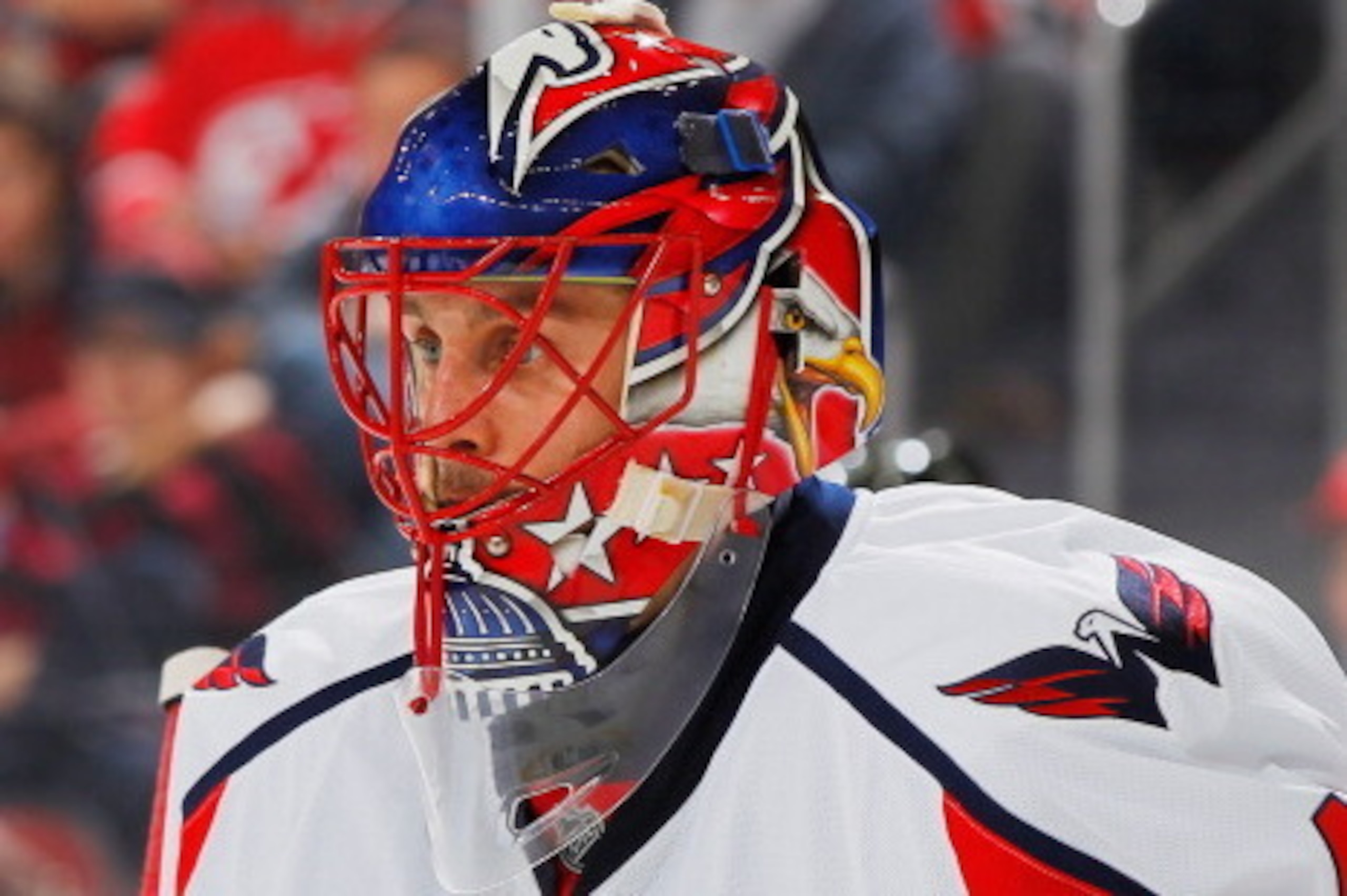 NEWARK, NJ - APRIL 04: Jaroslav Halak #41 of the Washington Capitals looks on during the game against the New Jersey Devils during the game at the Prudential Center on April 4, 2014 in Newark, New Jersey. (Photo by Andy Marlin/NHLI via Getty Images)