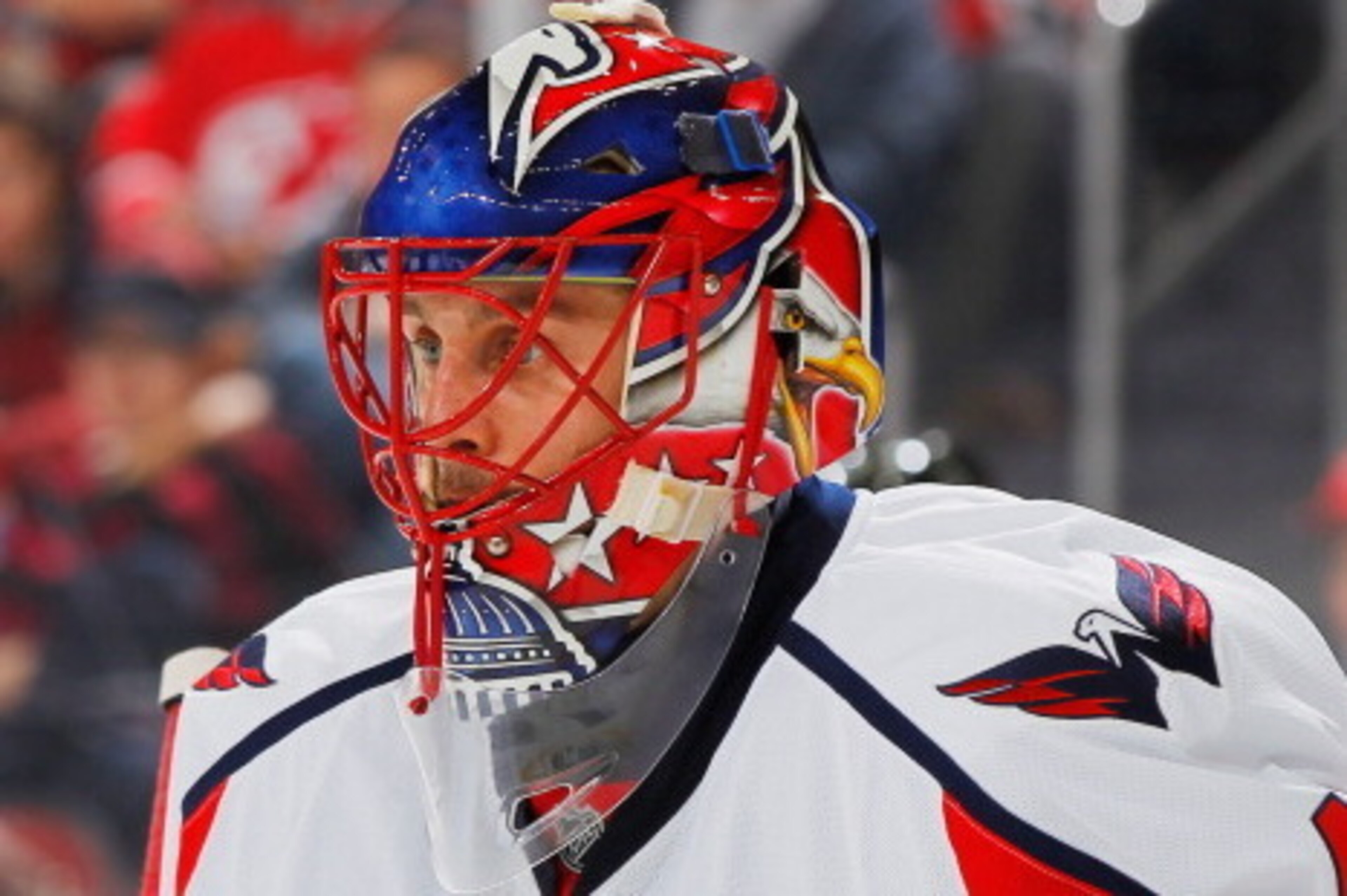 NEWARK, NJ - APRIL 04: Jaroslav Halak #41 of the Washington Capitals looks on during the game against the New Jersey Devils during the game at the Prudential Center on April 4, 2014 in Newark, New Jersey. (Photo by Andy Marlin/NHLI via Getty Images)