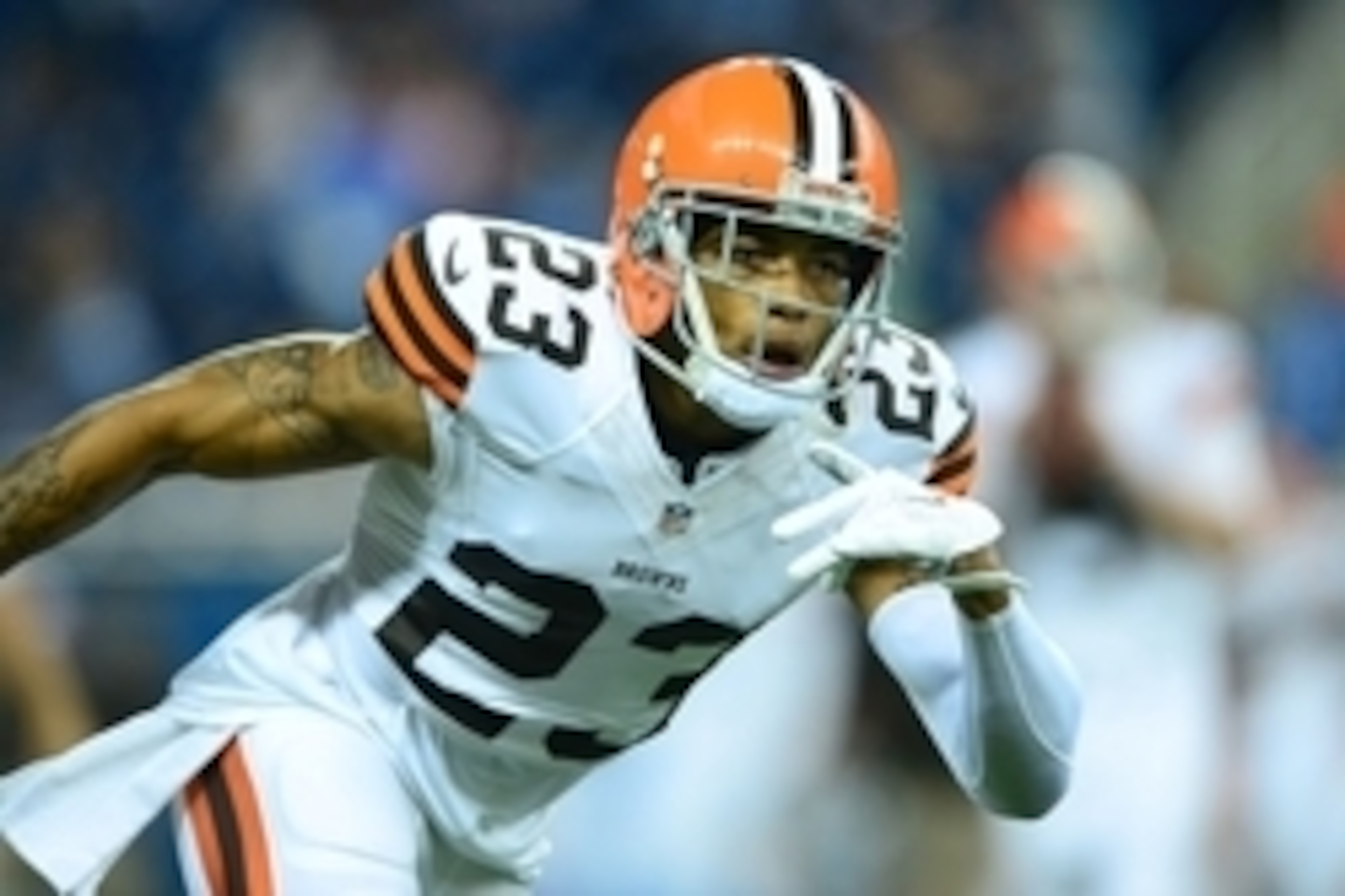 Aug 9, 2014; Detroit, MI, USA; Cleveland Browns cornerback Joe Haden (23) against the Detroit Lions at Ford Field. Mandatory Credit: Andrew Weber-USA TODAY Sports
