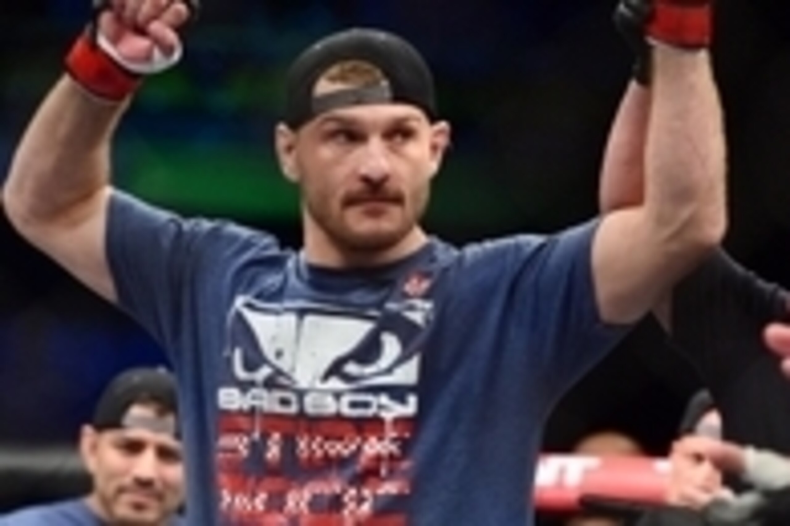 May 31, 2014; Sao Paulo, SP, BRAZIL; Stipe Miocic (red gloves) reacts after his fight against Fabio Maldonado (blue gloves) during the TUF Brazil 3 Finale at Ibirapuera  Gymnasium. Mandatory Credit: Jason Silva-USA TODAY Sports