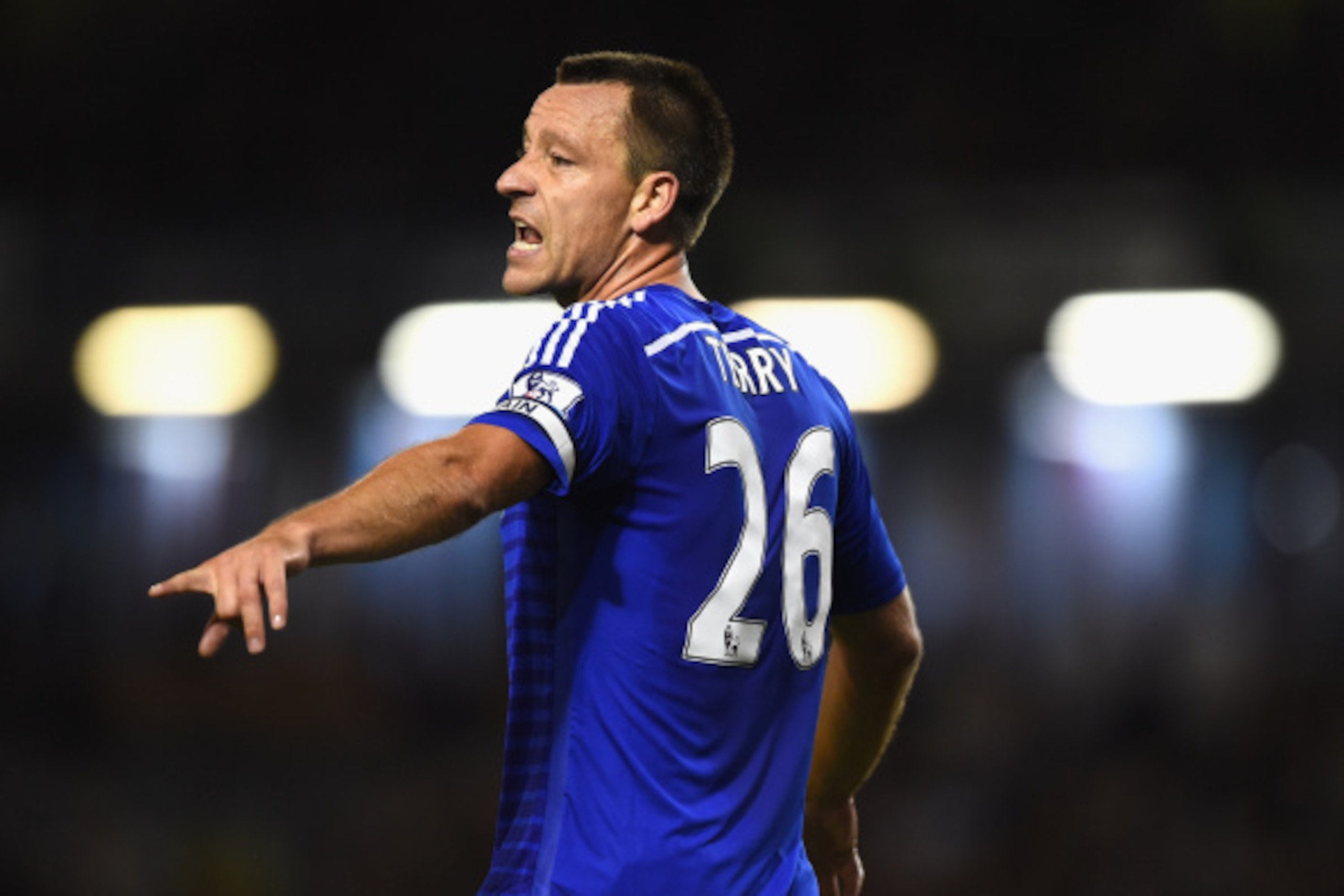 BURNLEY, ENGLAND - AUGUST 18: John Terry of Chelsea looks on during the Barclays Premier League match between Burnley and Chelsea at Turf Moor on August 18, 2014 in Burnley, England.  (Photo by Laurence Griffiths/Getty Images)