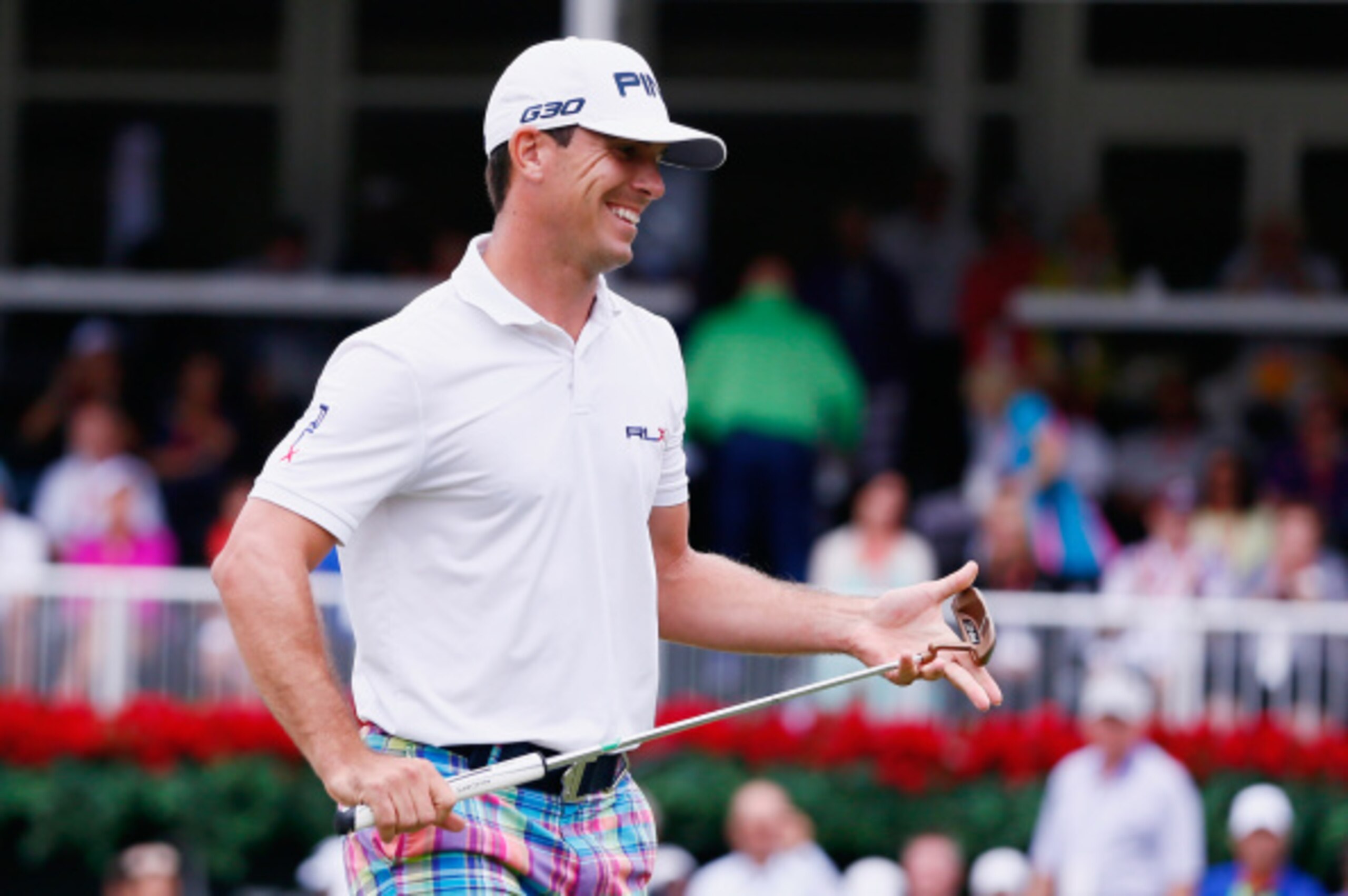 ATLANTA, GA - SEPTEMBER 14:  Billy Horschel of the United States smiles as he walks across the 18th green during the final round of the TOUR Championship by Coca-Cola at the East Lake Golf Club on September 14, 2014 in Atlanta, Georgia.  (Photo by Kevin C