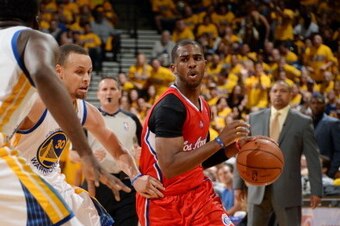 OAKLAND, CA - MAY 1: Chris Paul #3 of the Los Angeles Clippers drives against the Golden State Warriors in Game Six of the Western Conference Quarterfinals during the NBA Playoffs at Oracle Arena on May 1, 2014 in Oakland, California. NOTE TO USER: User e
