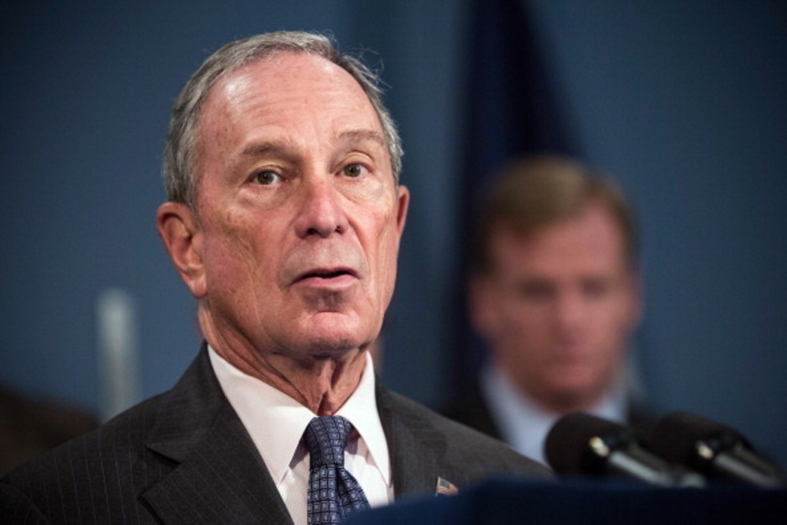 NEW YORK, NY - OCTOBER 10:  New York City Mayor Michael Bloomberg speaks at a press conference regarding Super Bowl XLVIII, which New York and New Jersey will host at MetLife Stadium on February 2, 2014 in East Rutherford, New Jersey, on October 10, 2013 