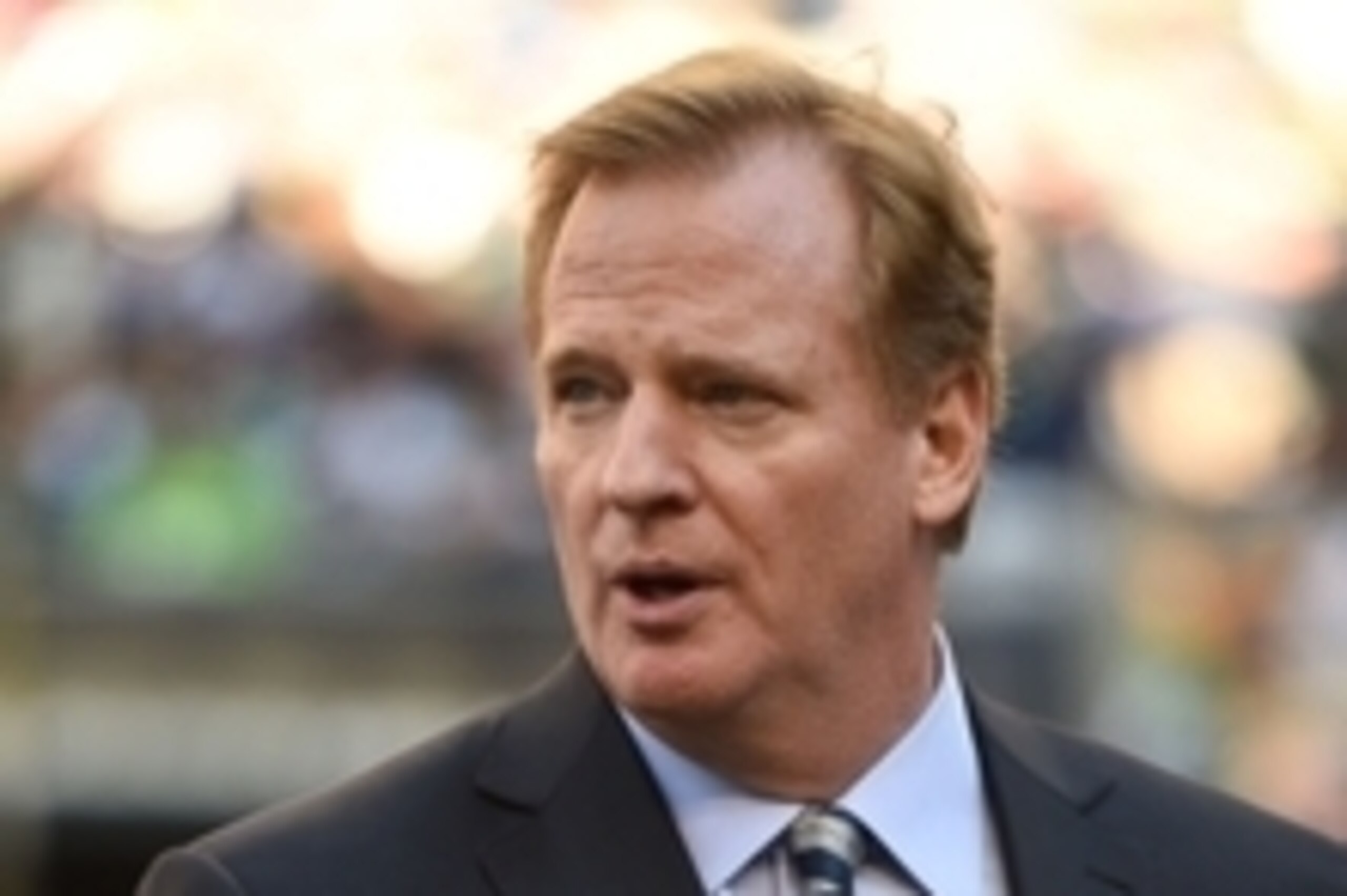 September 4, 2014; Seattle, WA, USA; NFL commissioner Roger Goodell walks the sidelines before the game between the Seattle Seahawks and the Green Bay Packers at CenturyLink Field. Mandatory Credit: Kyle Terada-USA TODAY Sports