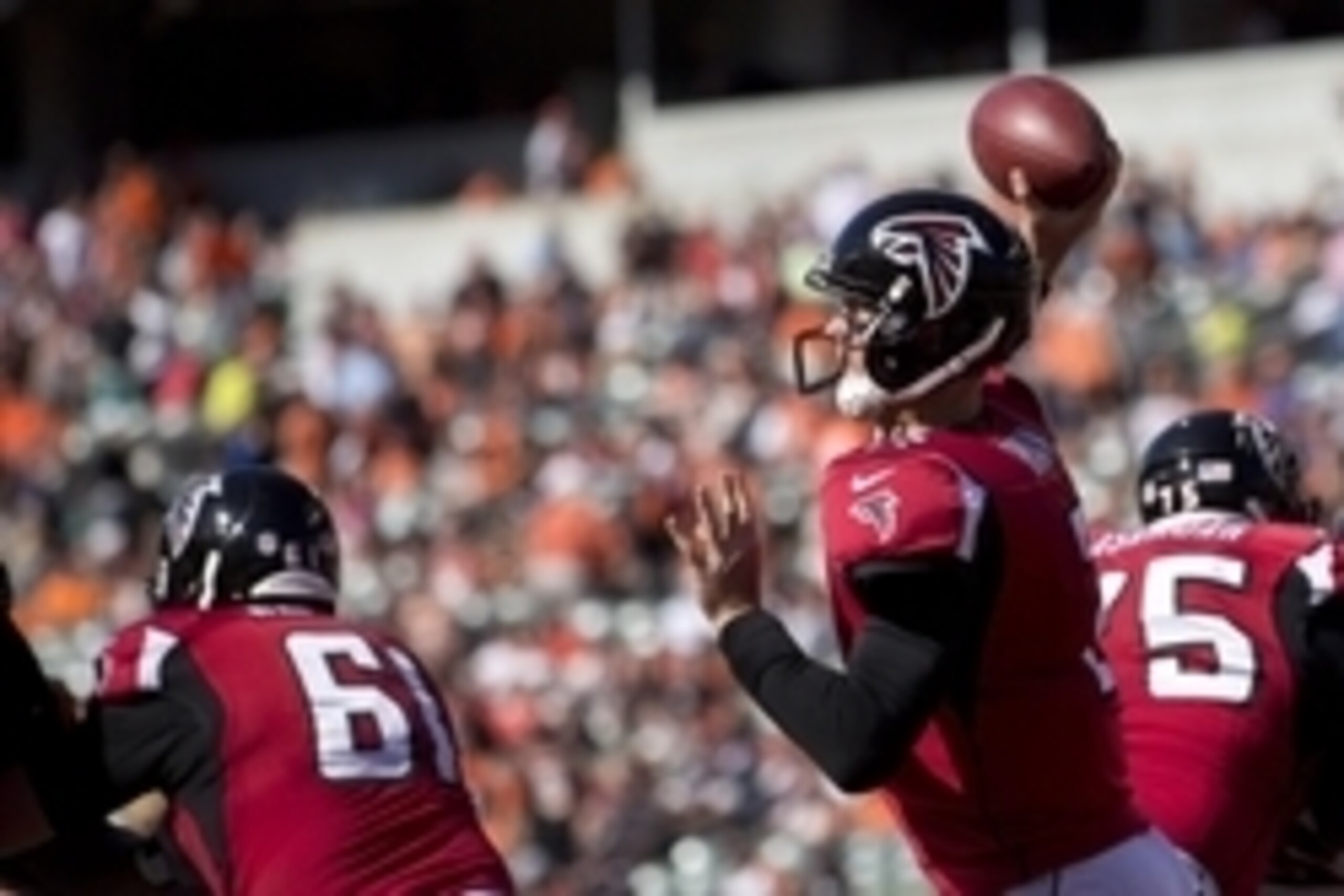 Sep 14, 2014; Cincinnati, OH, USA; Atlanta Falcons quarterback Matt Ryan (2) throws a pass in the second half against the Cincinnati Bengals at Paul Brown Stadium. The Bengals won 24-10. Mandatory Credit: Aaron Doster-USA TODAY Sports Sep 14, 2014; Cincinnati, OH, USA; Atlanta Falcons quarterback Matt Ryan (2) throws a pass in the second half against the Cincinnati Bengals at Paul Brown Stadium. The Bengals won 24-10. Mandatory Credit: Aaron Doster-USA TODAY Sports
